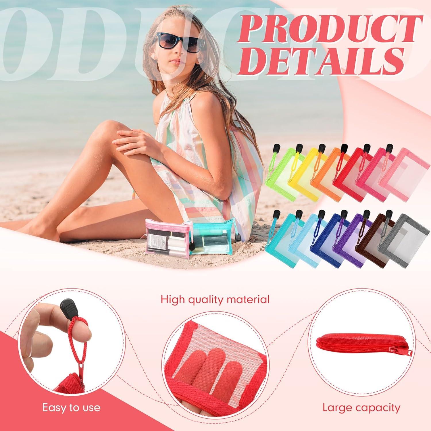 Jexine 24 Mini Bolsas de Malla con Cremallera para Maquillaje