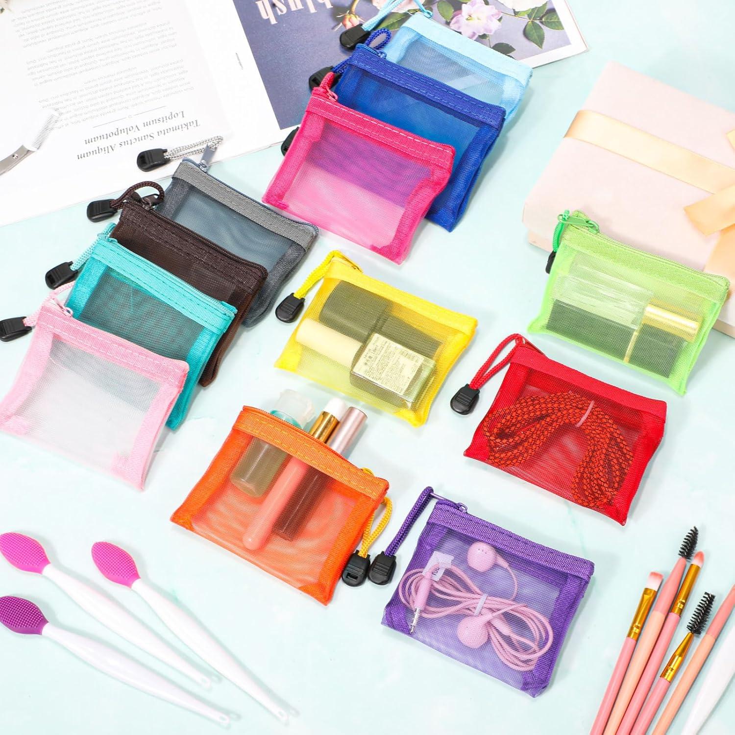 Jexine 24 Mini Bolsas de Malla con Cremallera para Maquillaje