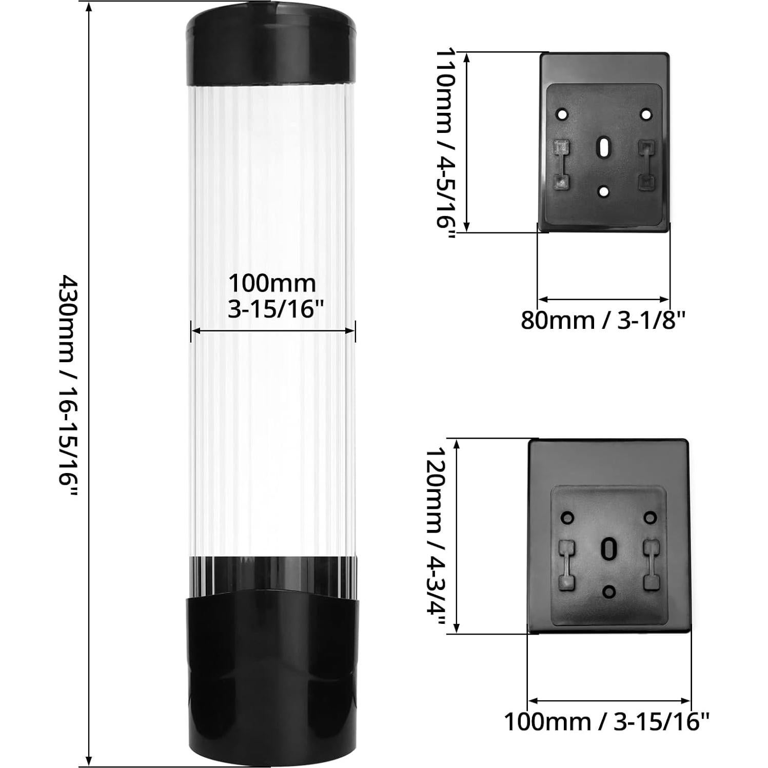 Dispensador de Vasos QWORK Transparente para Vasos Desechables