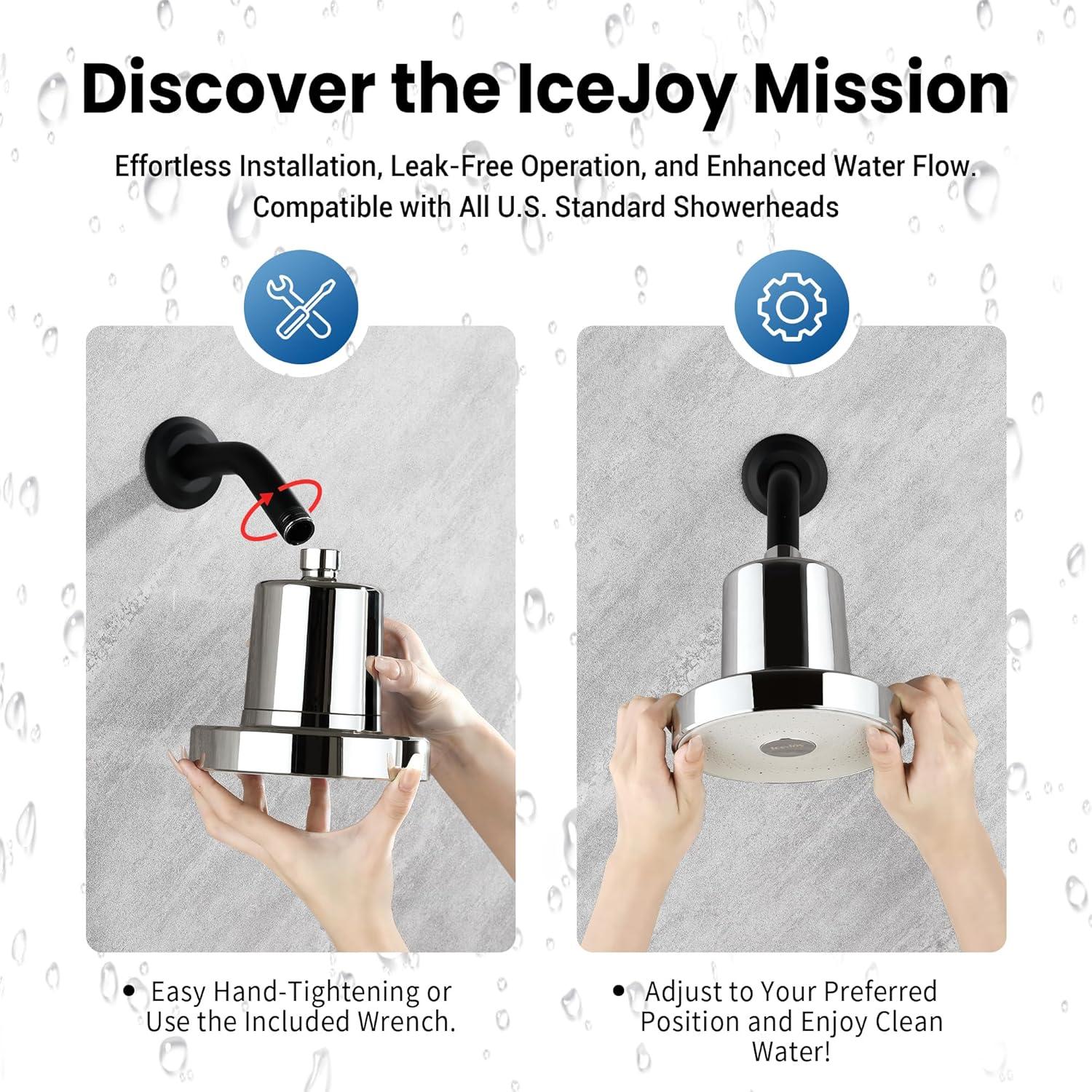 Cabezal de Ducha Filtrado IceJoy Acero Cepillado 7.57 L/min