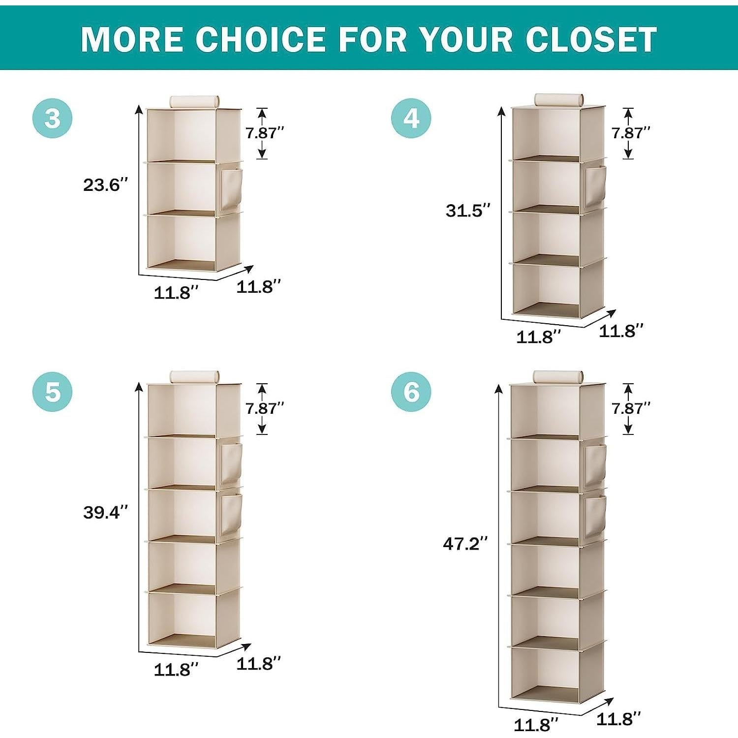 Organizador Colgante de Closet YOUDENOVA 6 Estantes Beige