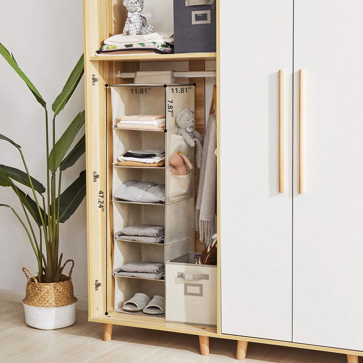 Organizador Colgante de Closet YOUDENOVA 6 Estantes Beige