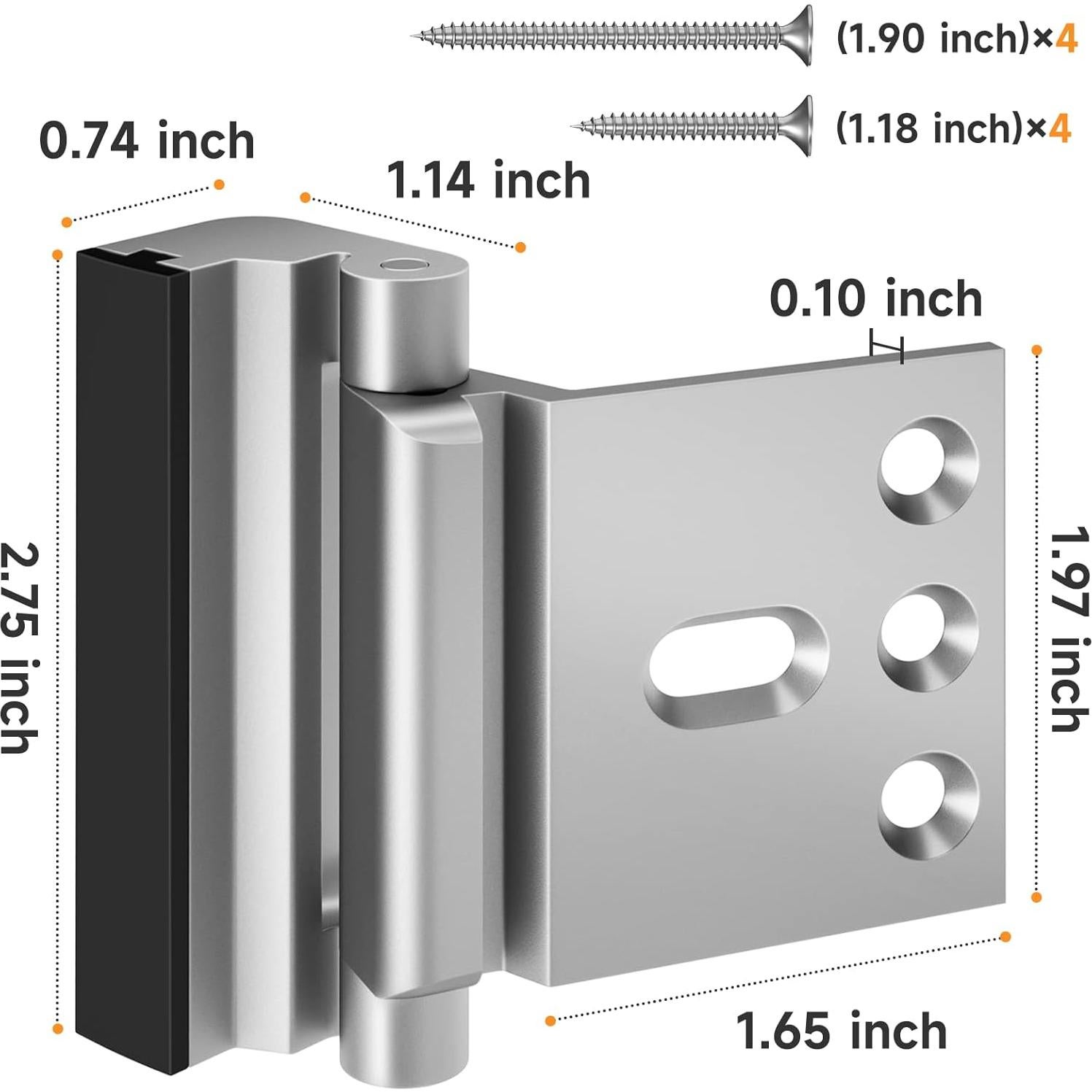 Cerradura de Refuerzo Eixleoi para Puerta - 2 Pack, Plata