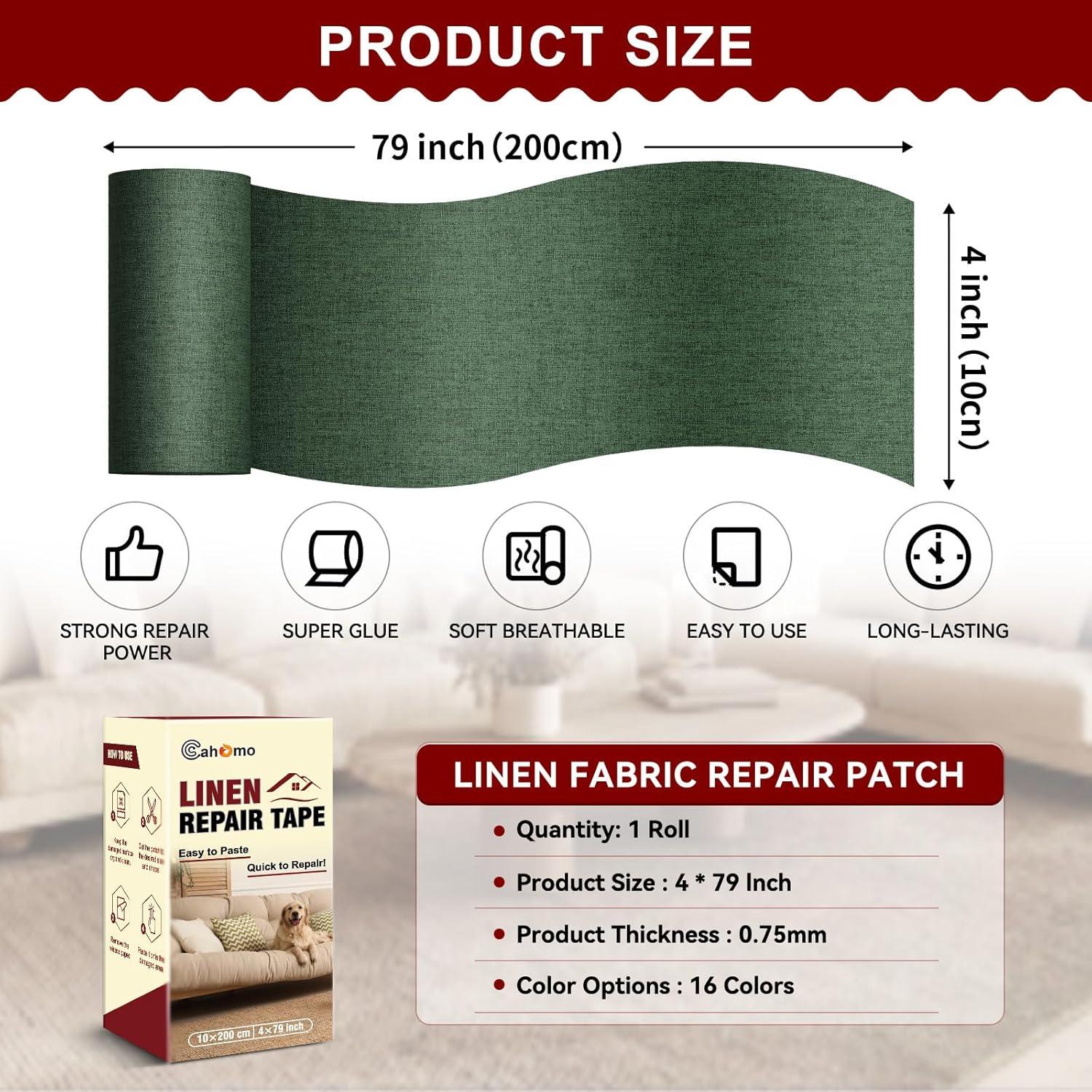 Cinta de Reparación de Lino Cahomo 10x200 cm Verde Militar