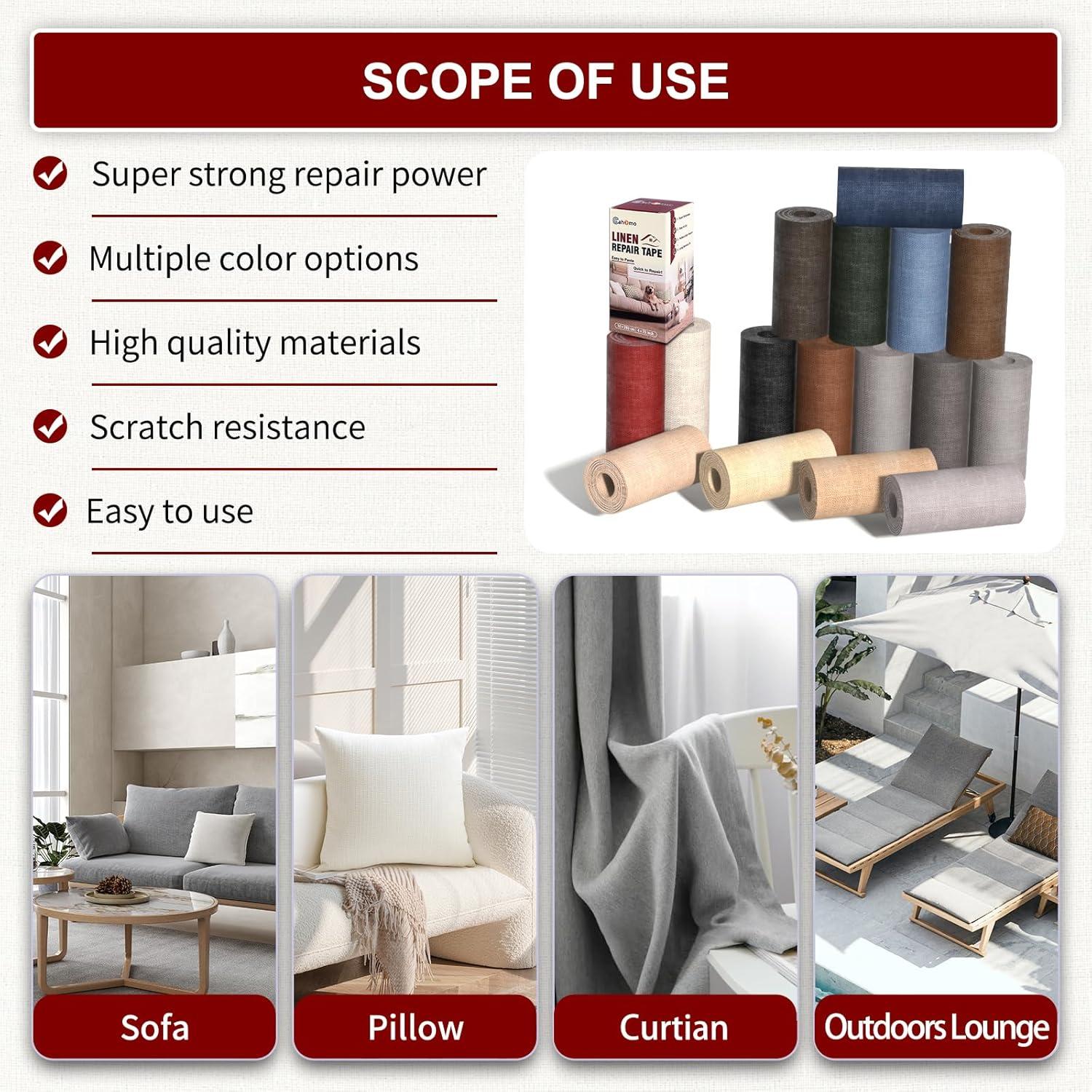 Cinta de Reparación de Lino Cahomo 10x200 cm Verde Militar