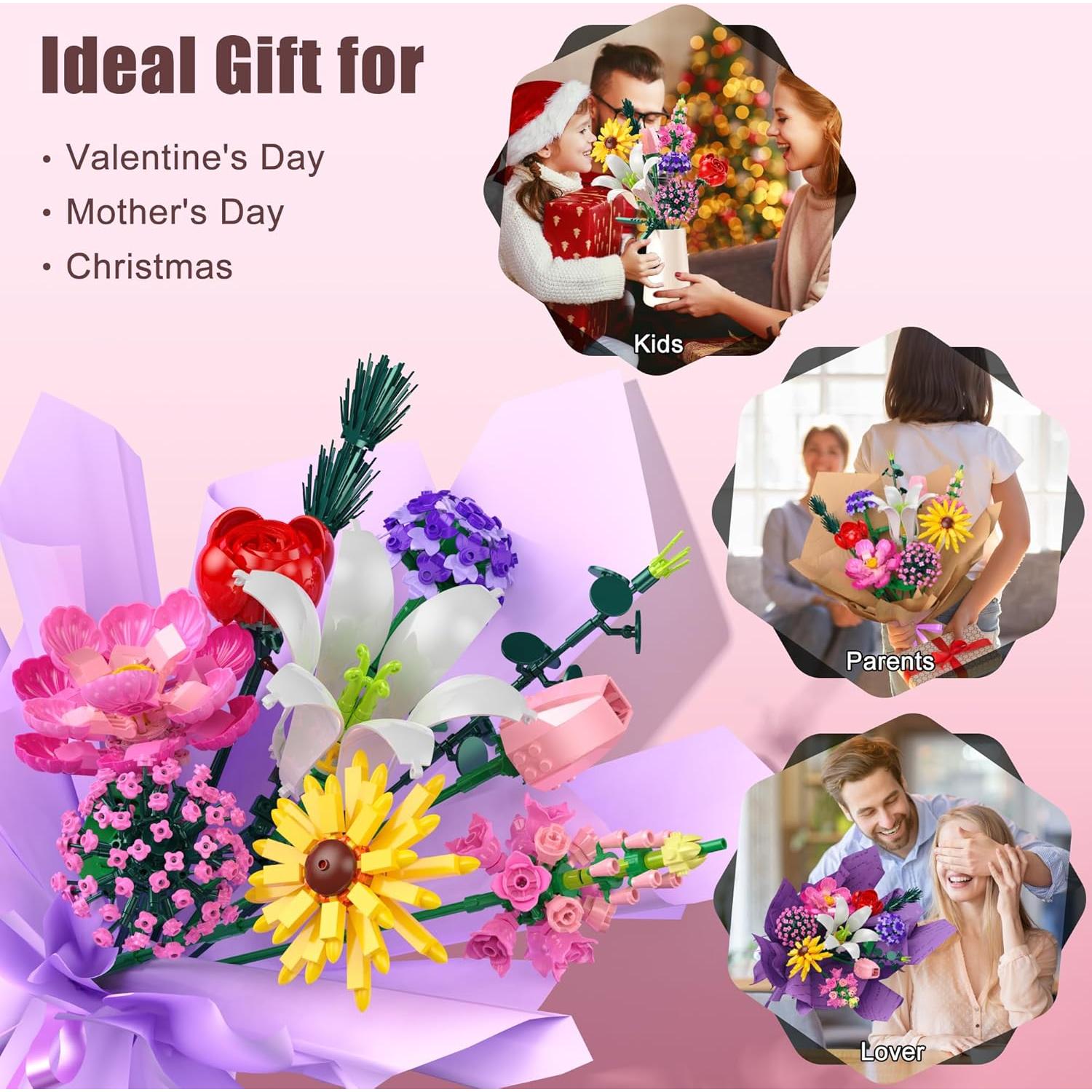 Juego de Construcción de Flores Leyic 699 Piezas Decorativas