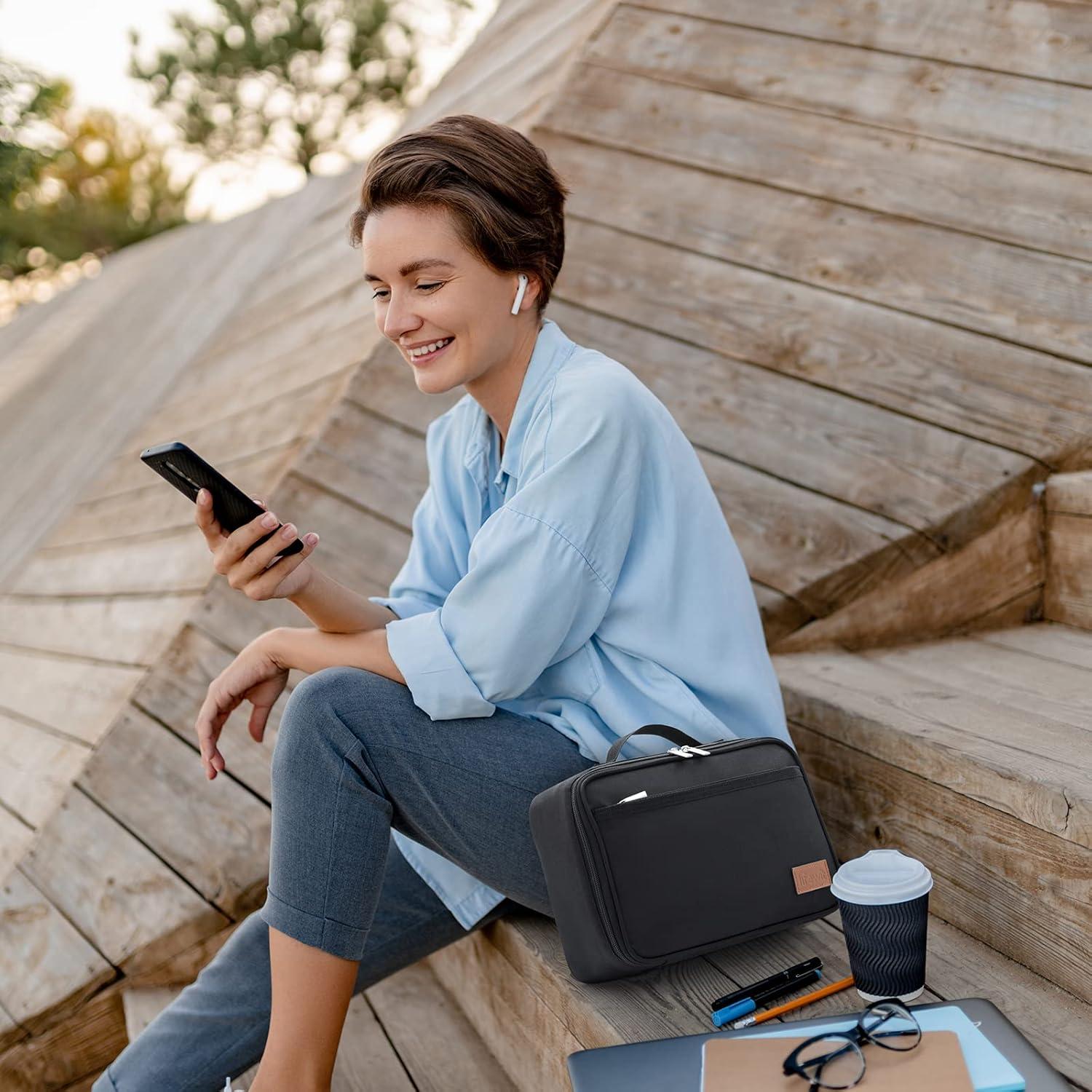 Bolsa de Almuerzo Aislada Lifewit 5L Negra con 2 Paquetes de Hielo