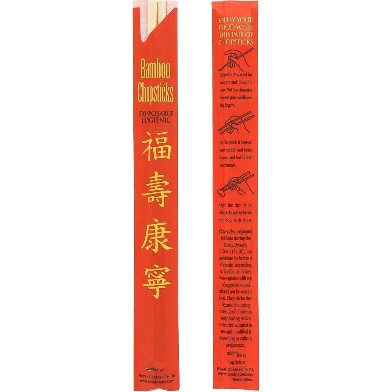 Palillos de Bambú Desechables Royal7 60 Pares 23 cm Premium