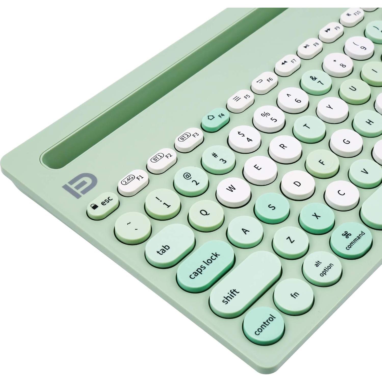 Teclado Inalámbrico HUO JI Bluetooth 5.0 Verde Multi-Dispositivo