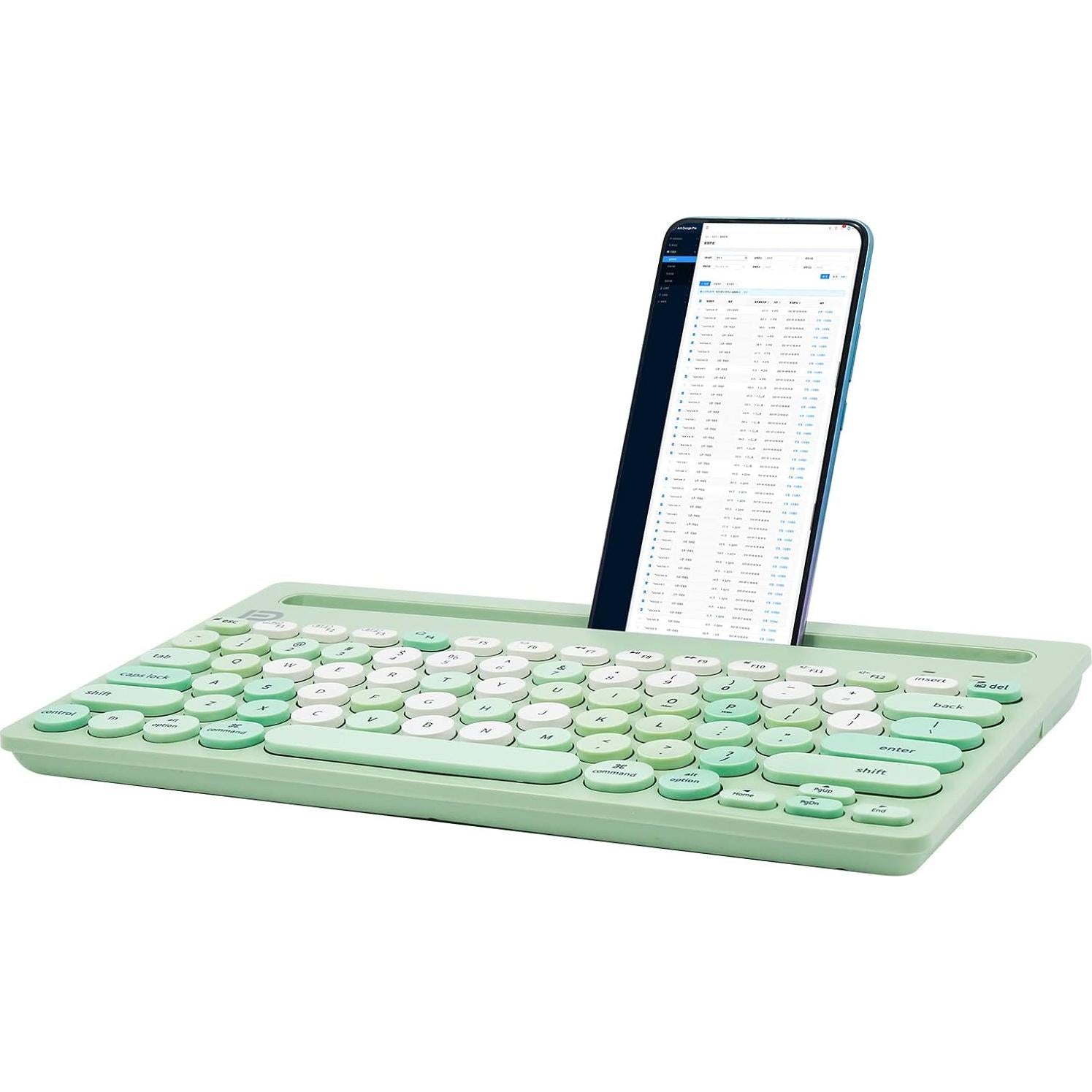 Teclado Inalámbrico HUO JI Bluetooth 5.0 Verde Multi-Dispositivo