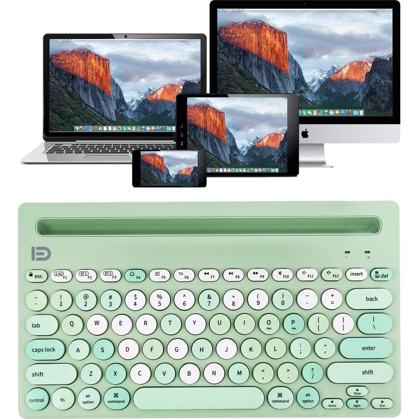 Teclado Inalámbrico HUO JI Bluetooth 5.0 Verde Multi-Dispositivo
