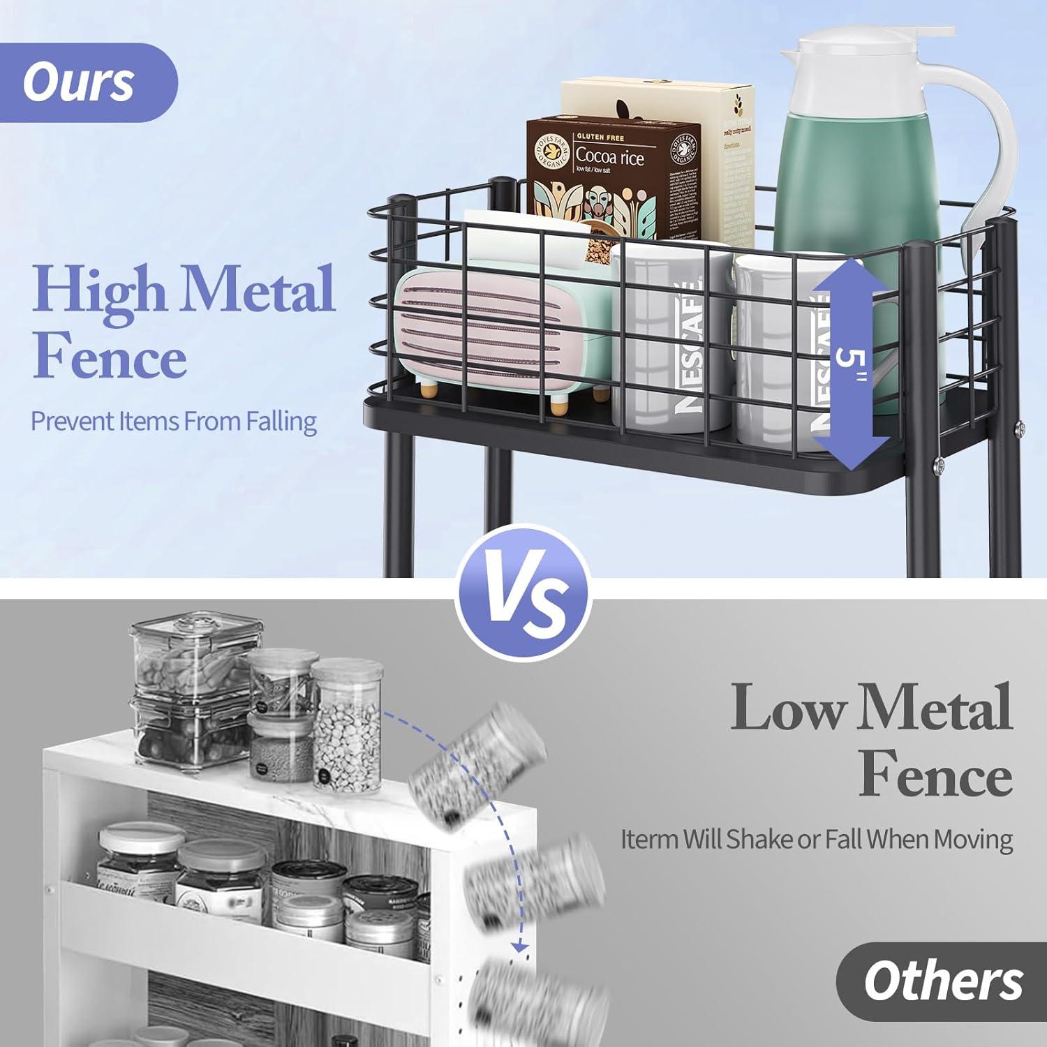 Carro Rodante KINGRACK 3 Niveles Metal Negro con Ruedas