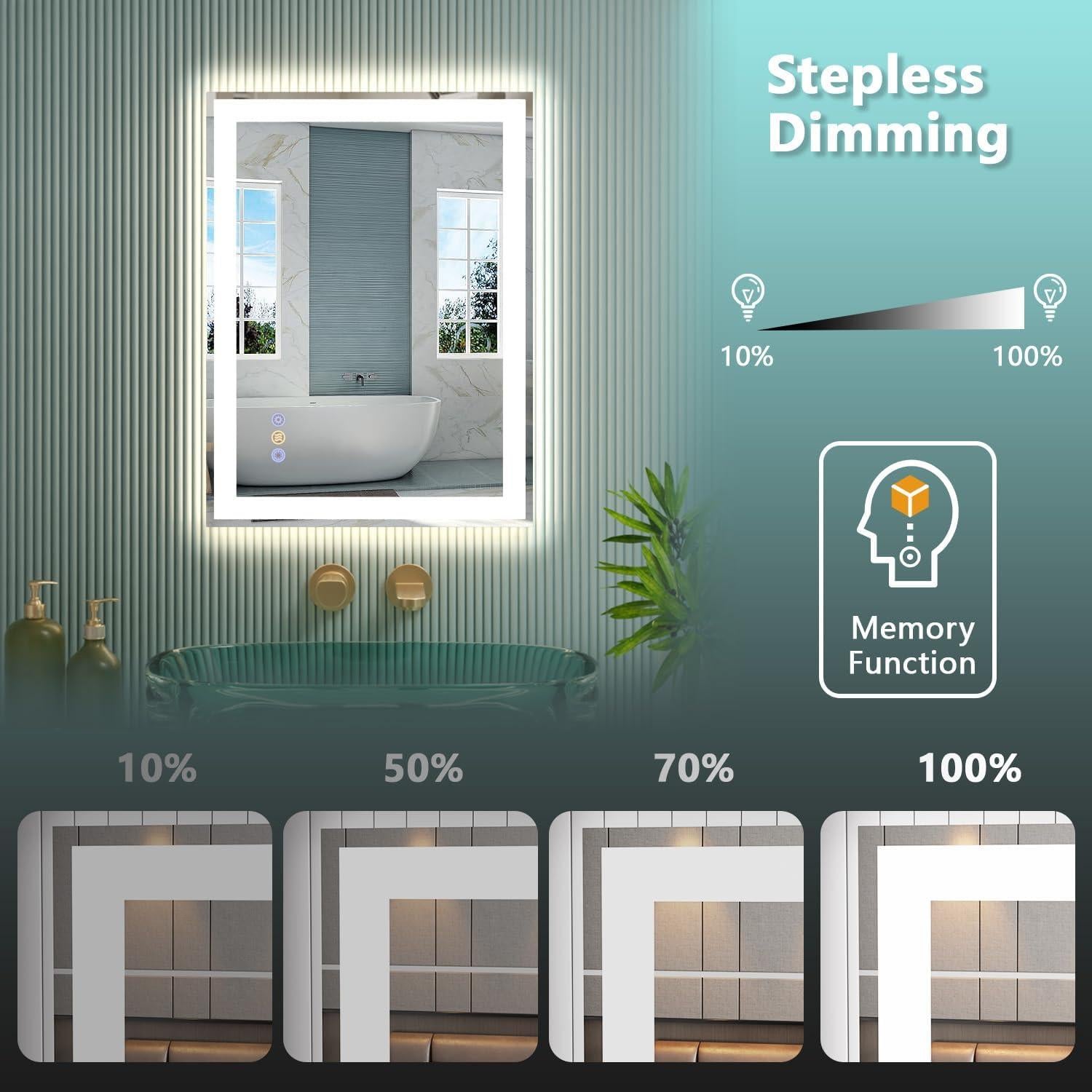 Espejo de Baño LED Callsky 50.8x71.1cm con Función Anti-Vaho