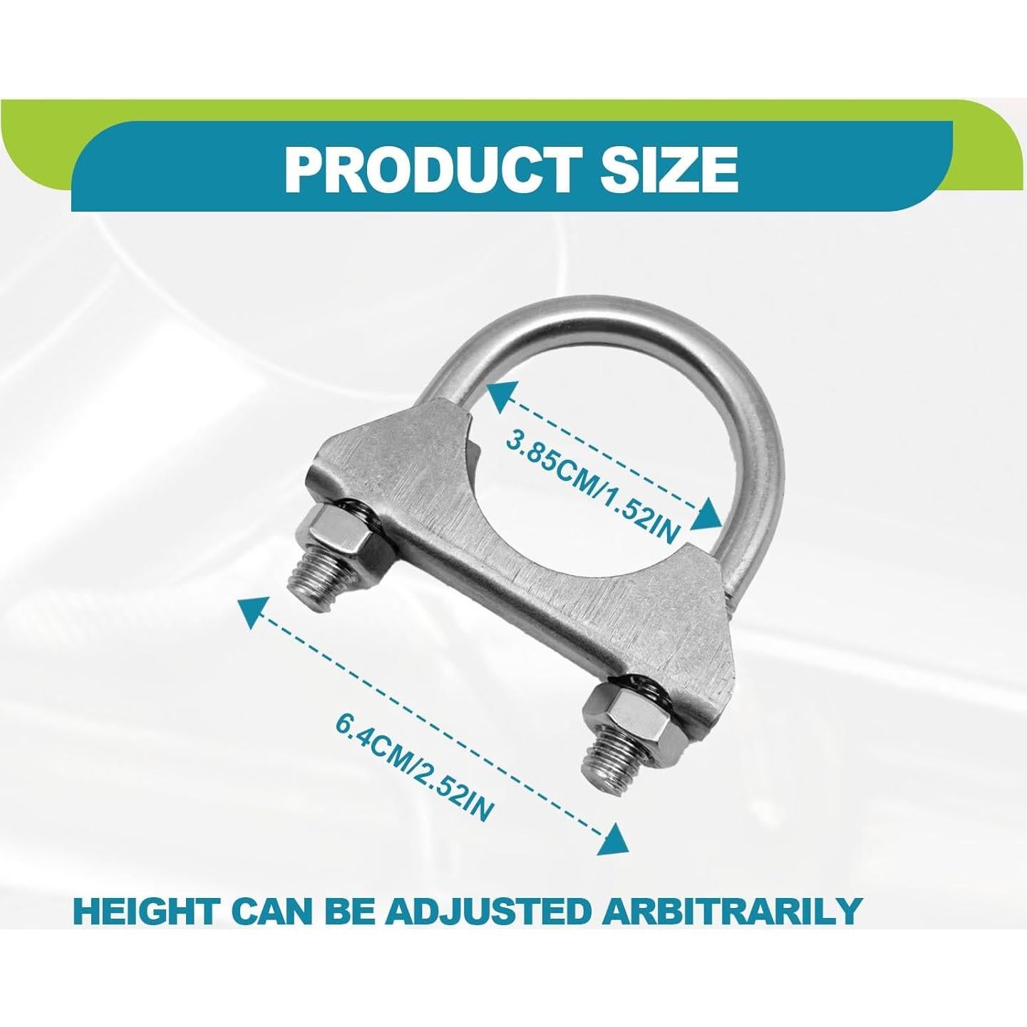 Abrazaderas de escape U-Bolt KEVWR 1.5" Acero Inoxidable (2 Pzas)