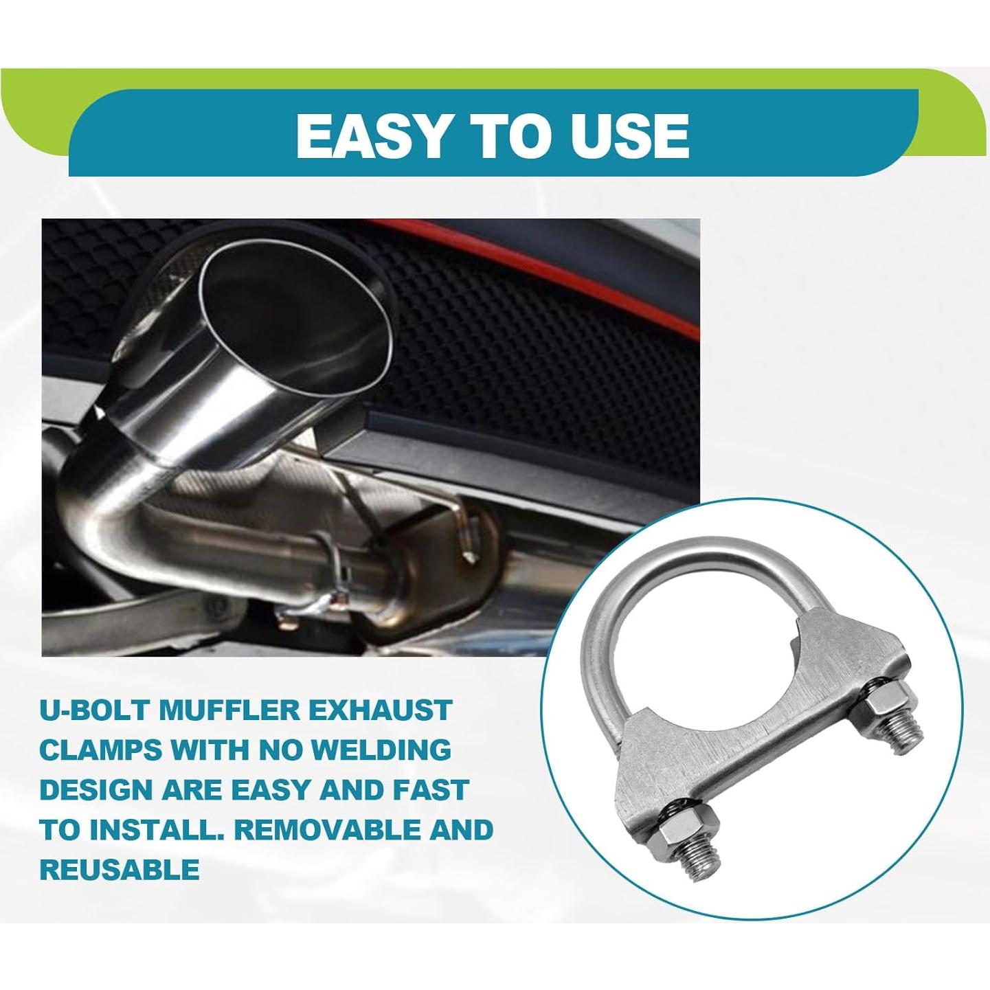 Abrazaderas de escape U-Bolt KEVWR 1.5" Acero Inoxidable (2 Pzas)