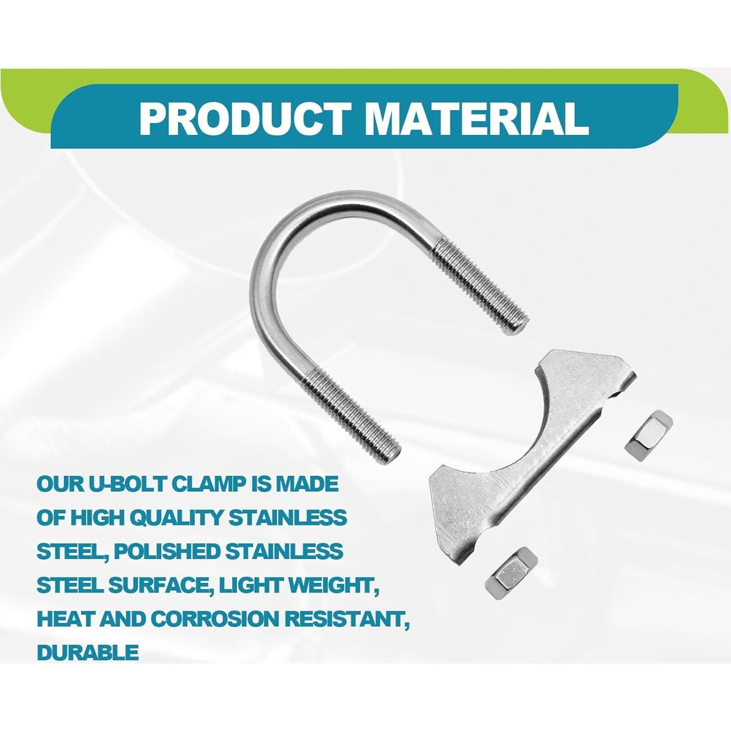 Abrazaderas de escape U-Bolt KEVWR 1.5" Acero Inoxidable (2 Pzas)