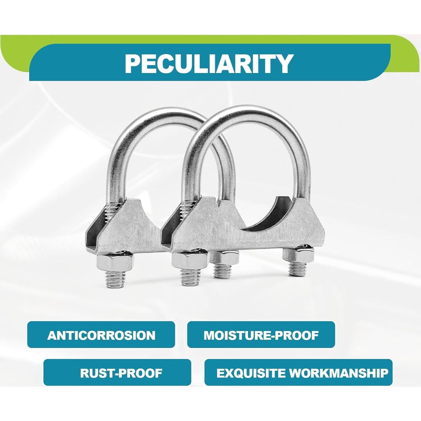 Abrazaderas de escape U-Bolt KEVWR 1.5" Acero Inoxidable (2 Pzas)