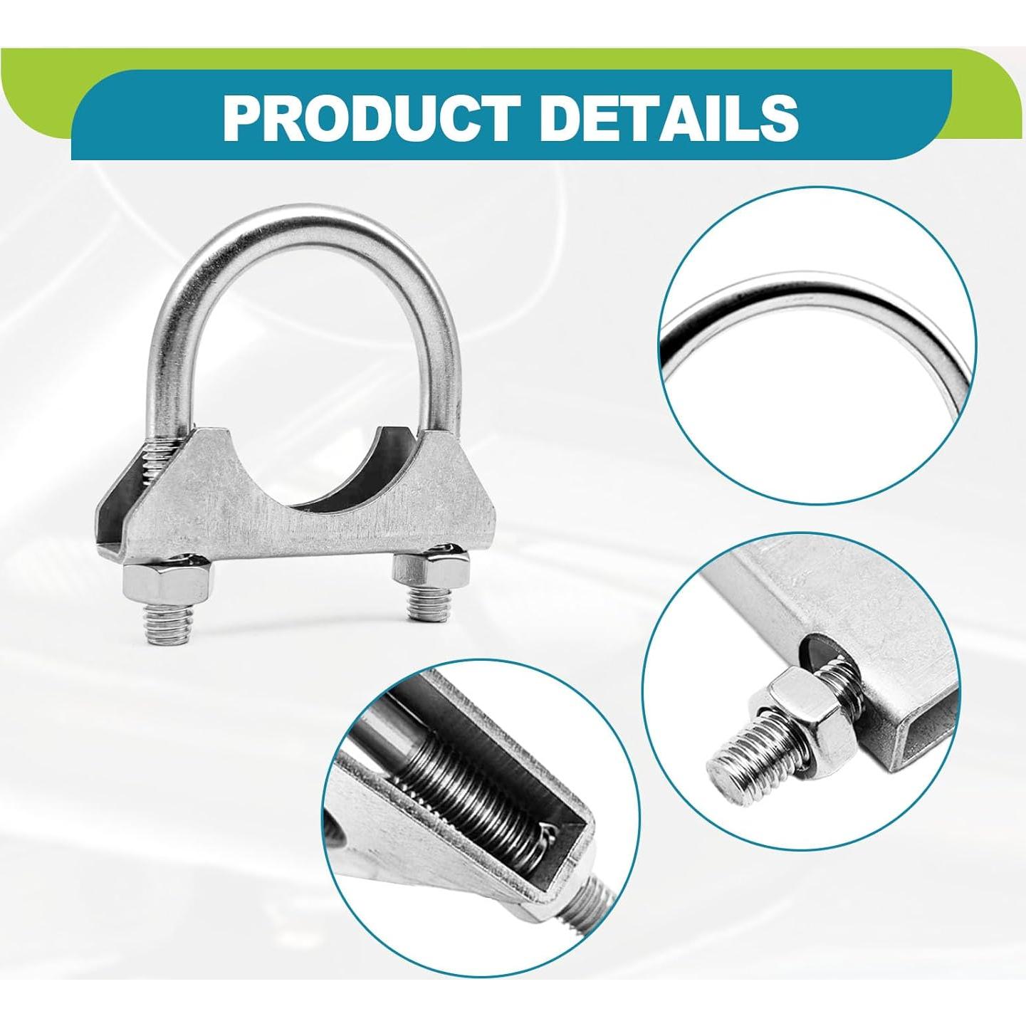 Abrazaderas de escape U-Bolt KEVWR 1.5" Acero Inoxidable (2 Pzas)