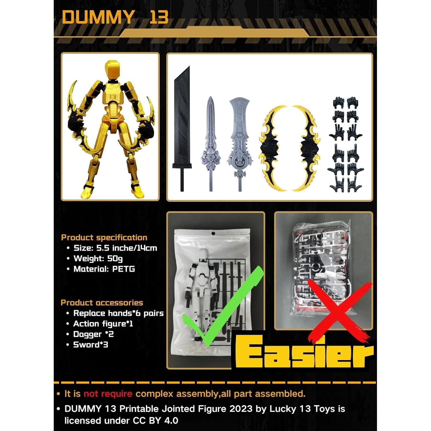 Figura de Acción T13 Dorado 14 cm Articulada con Accesorios