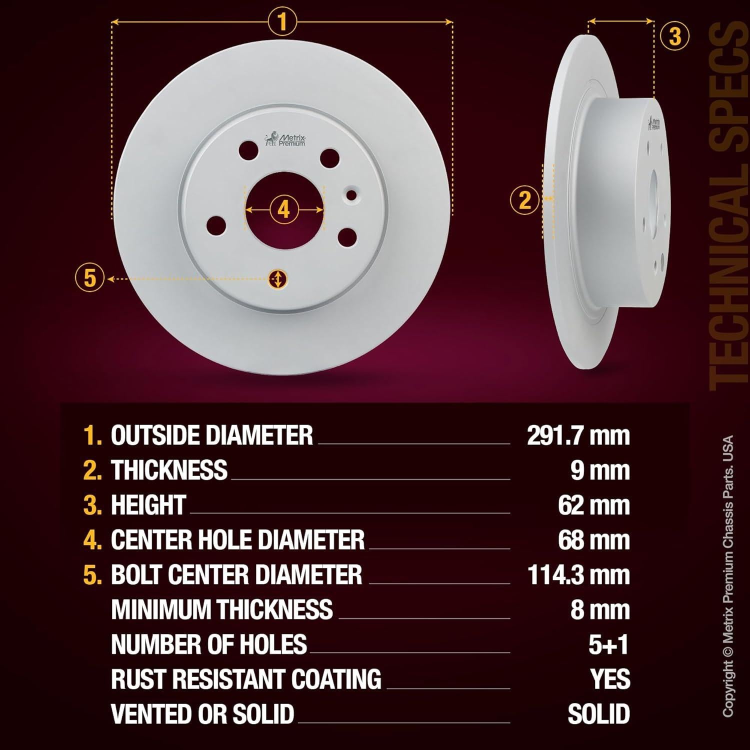 Disco de Freno Trasero Metrix 291.7mm para Nissan Altima 2002-2025