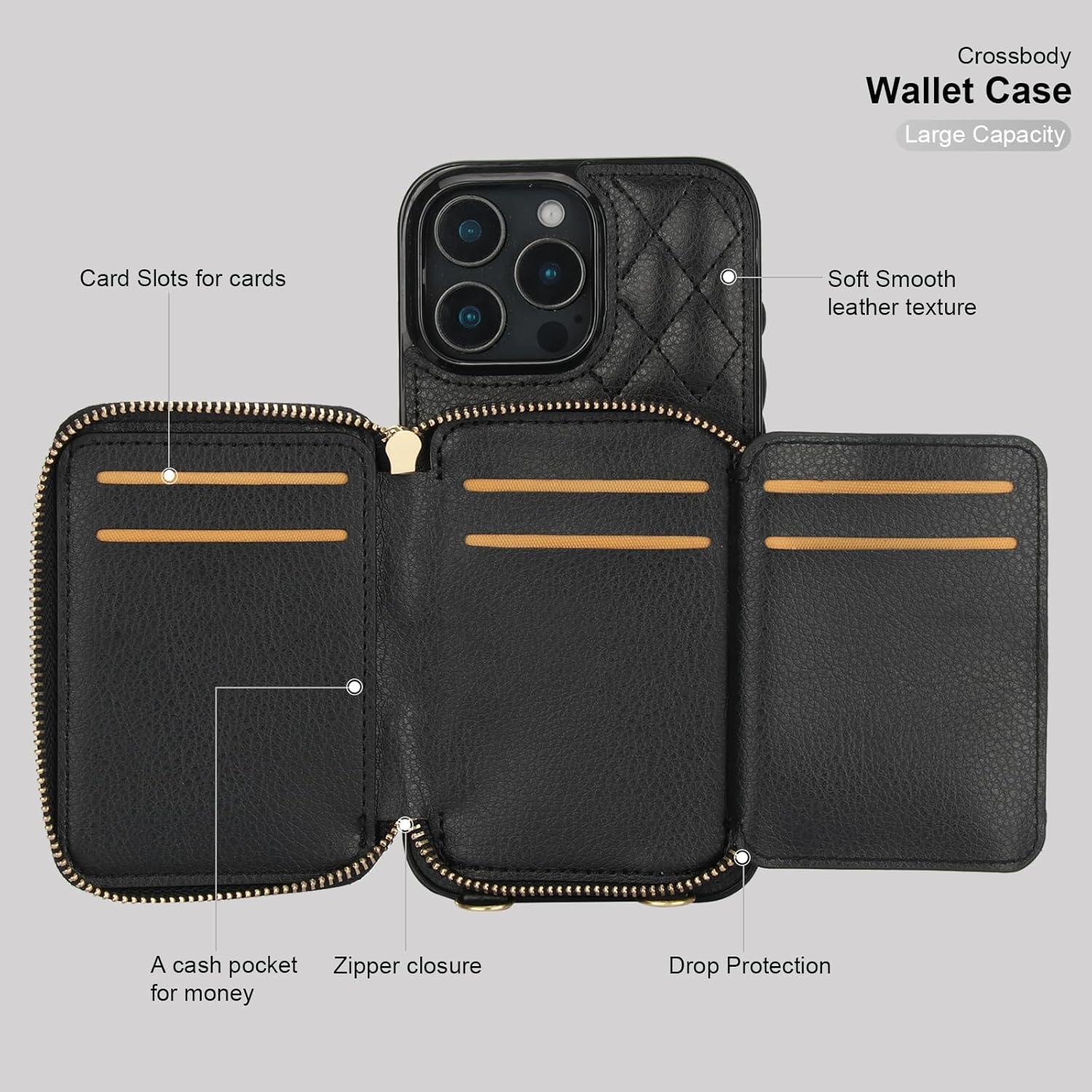 Cartera Cruzada Bocasal para iPhone 16 Pro Max Negro con RFID