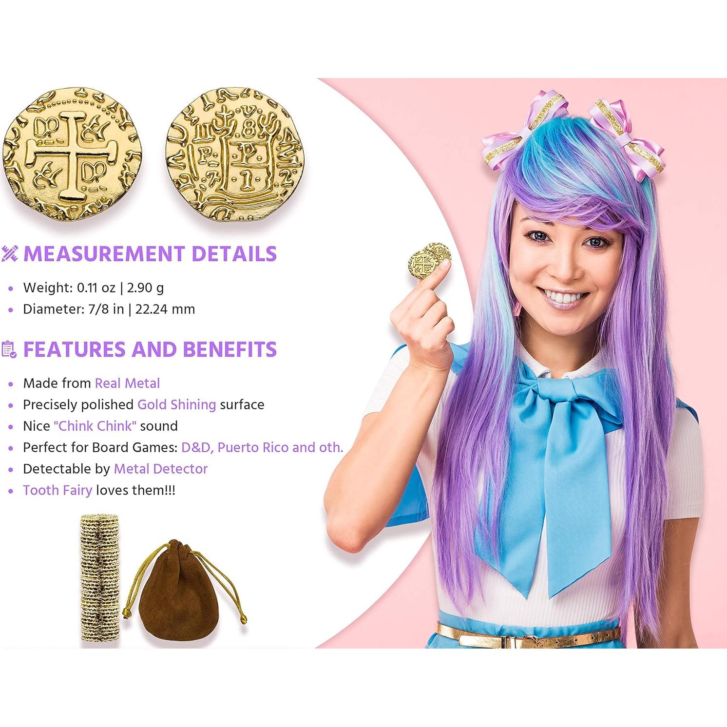 Monedas Pirata de Metal Dorado - Set de 35 Monedas 22mm