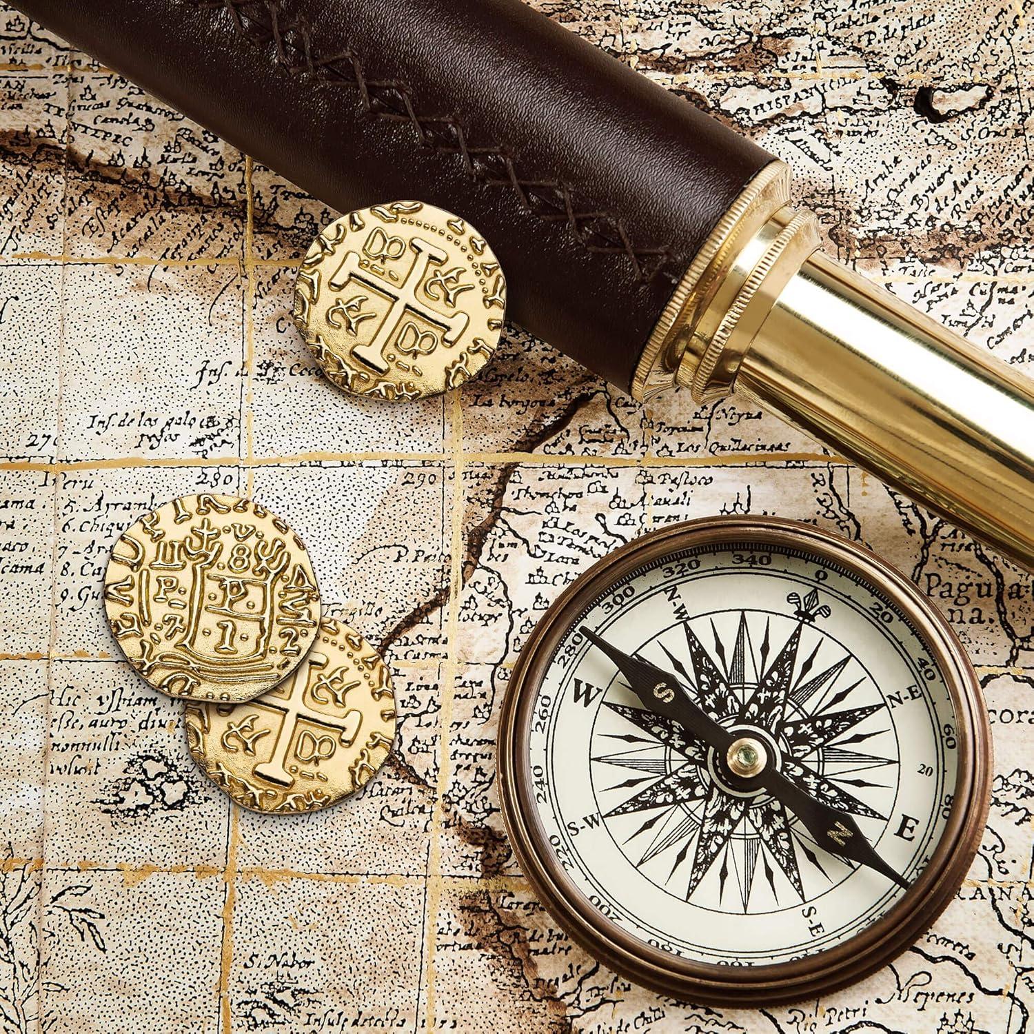 Monedas Pirata de Metal Dorado - Set de 35 Monedas 22mm