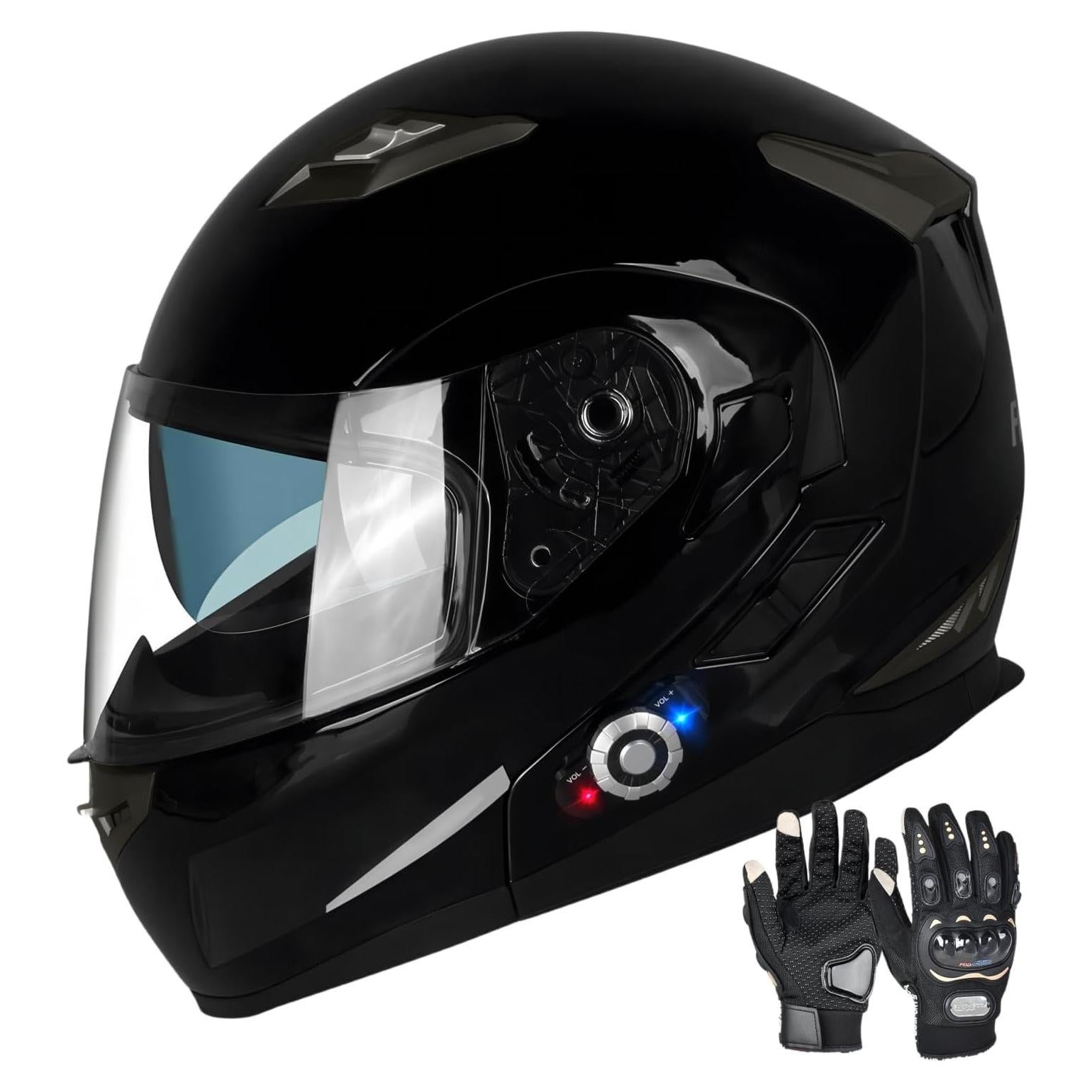Casco de Motocicleta Bluetooth FreedConn BM2-S Mediano Negro Brillante