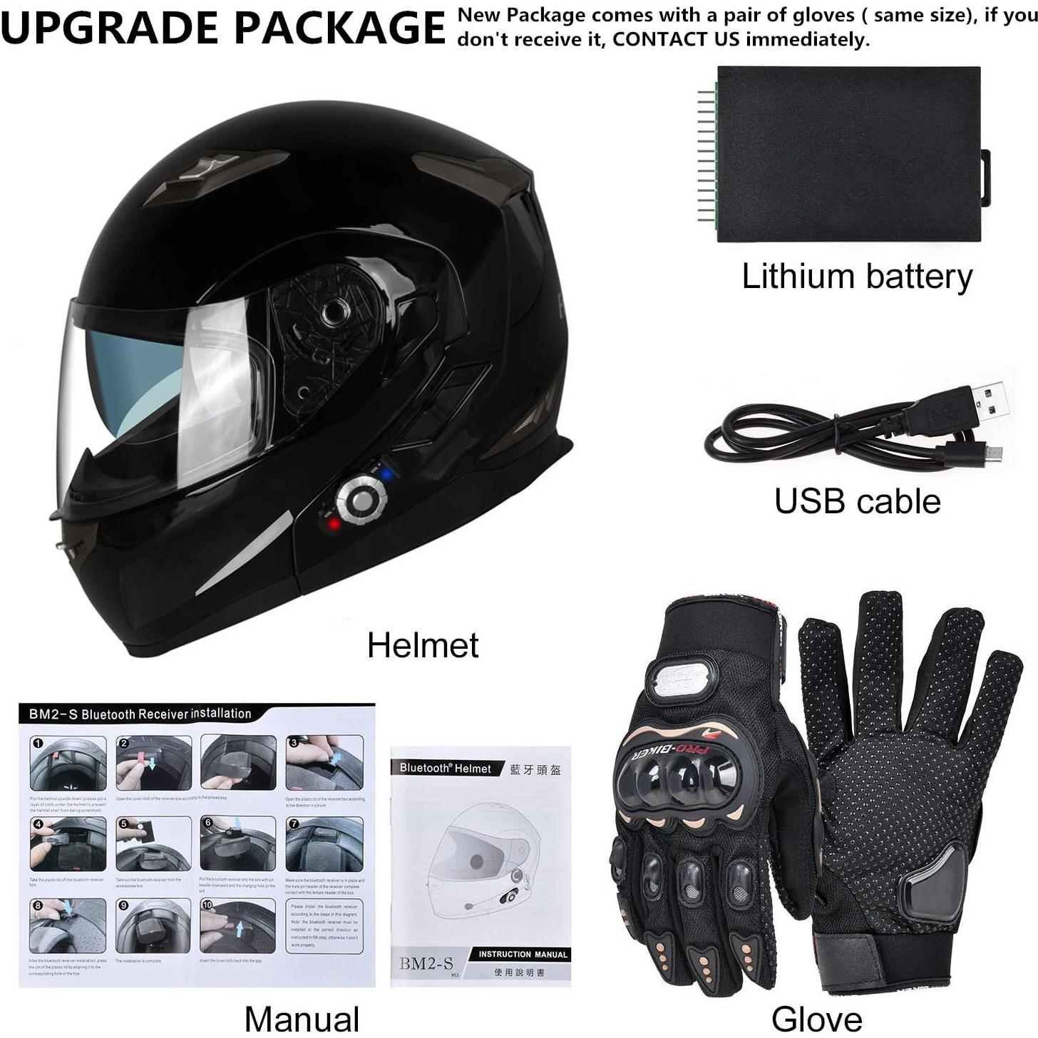 Casco de Motocicleta Bluetooth FreedConn BM2-S Mediano Negro Brillante