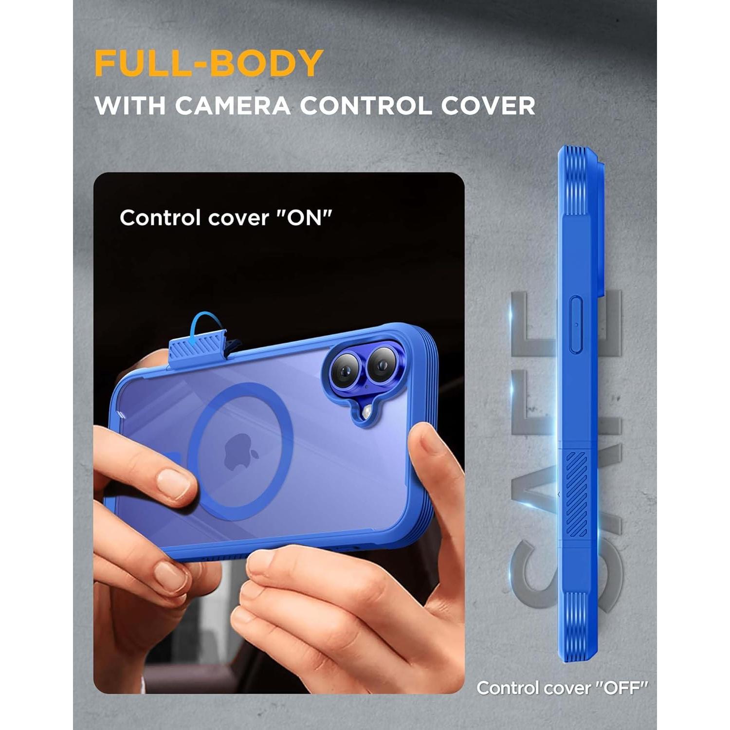 Funda Miracase para iPhone 16 Plus con Protector 360° Azul