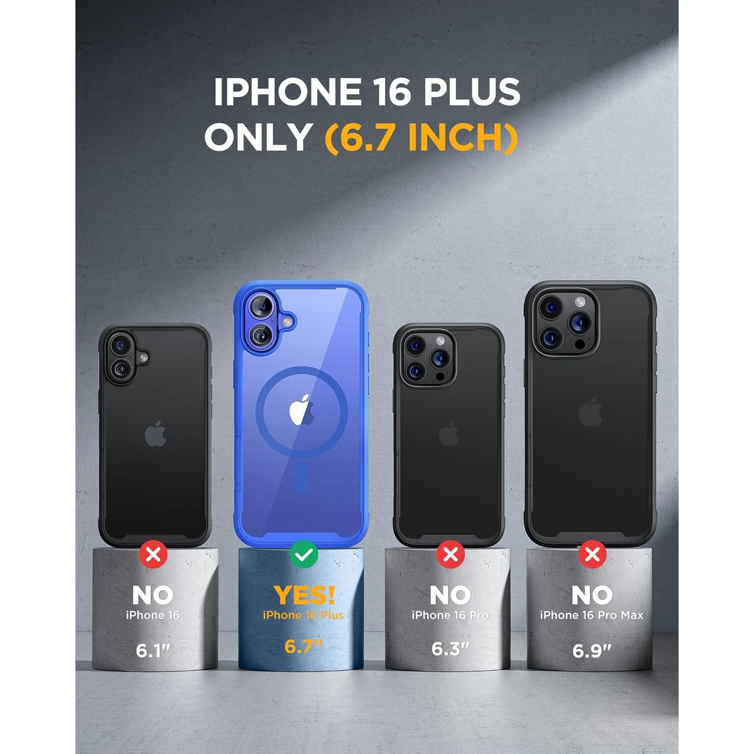 Funda Miracase para iPhone 16 Plus con Protector 360° Azul