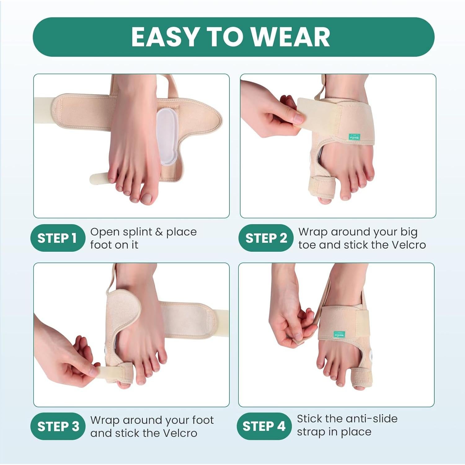 Corrector de Juanetes Welnove para Hombres y Mujeres - 1 Par Ajustable con Gel