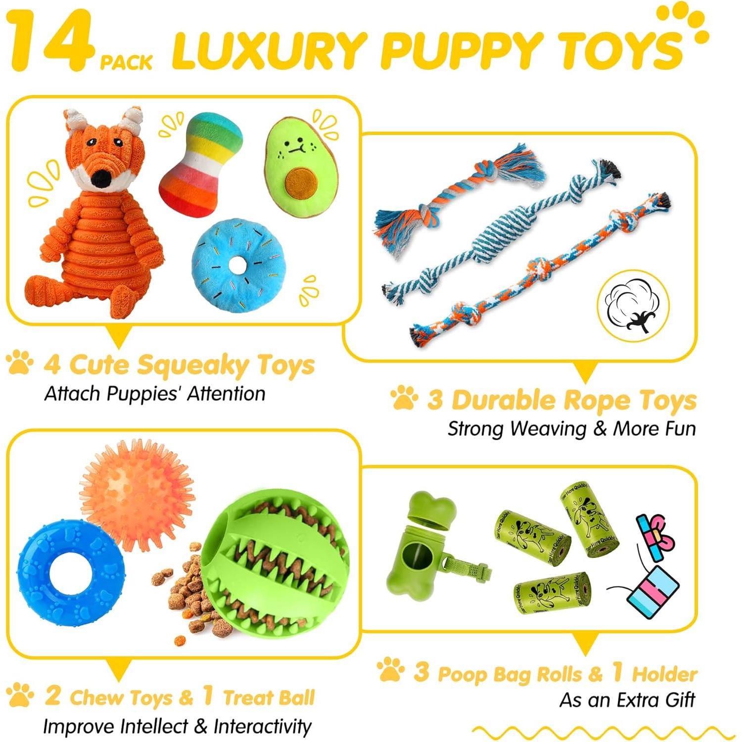Paquete de 14 Juguetes para Cachorros Zeaxuie - Dentición y Morder