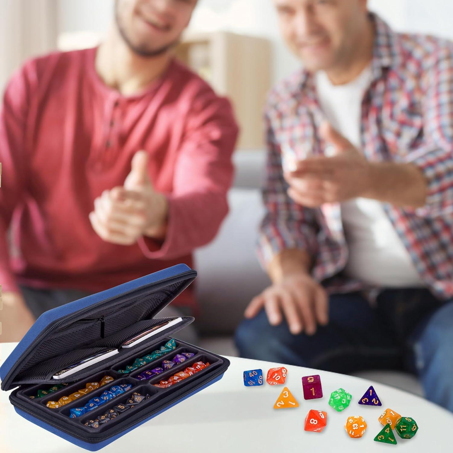 Estuche para Dados DND SIQUK Azul Portátil con Bandeja