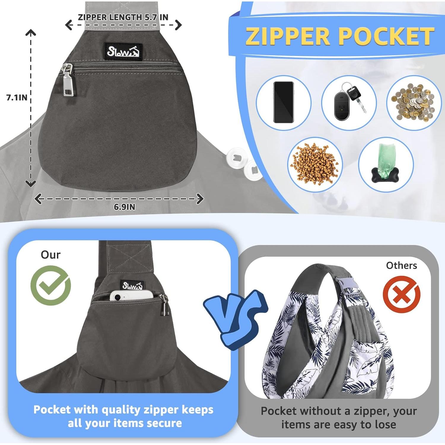 Transportín para Perros SlowTon - Correa Acolchada Ajustable Gris XS