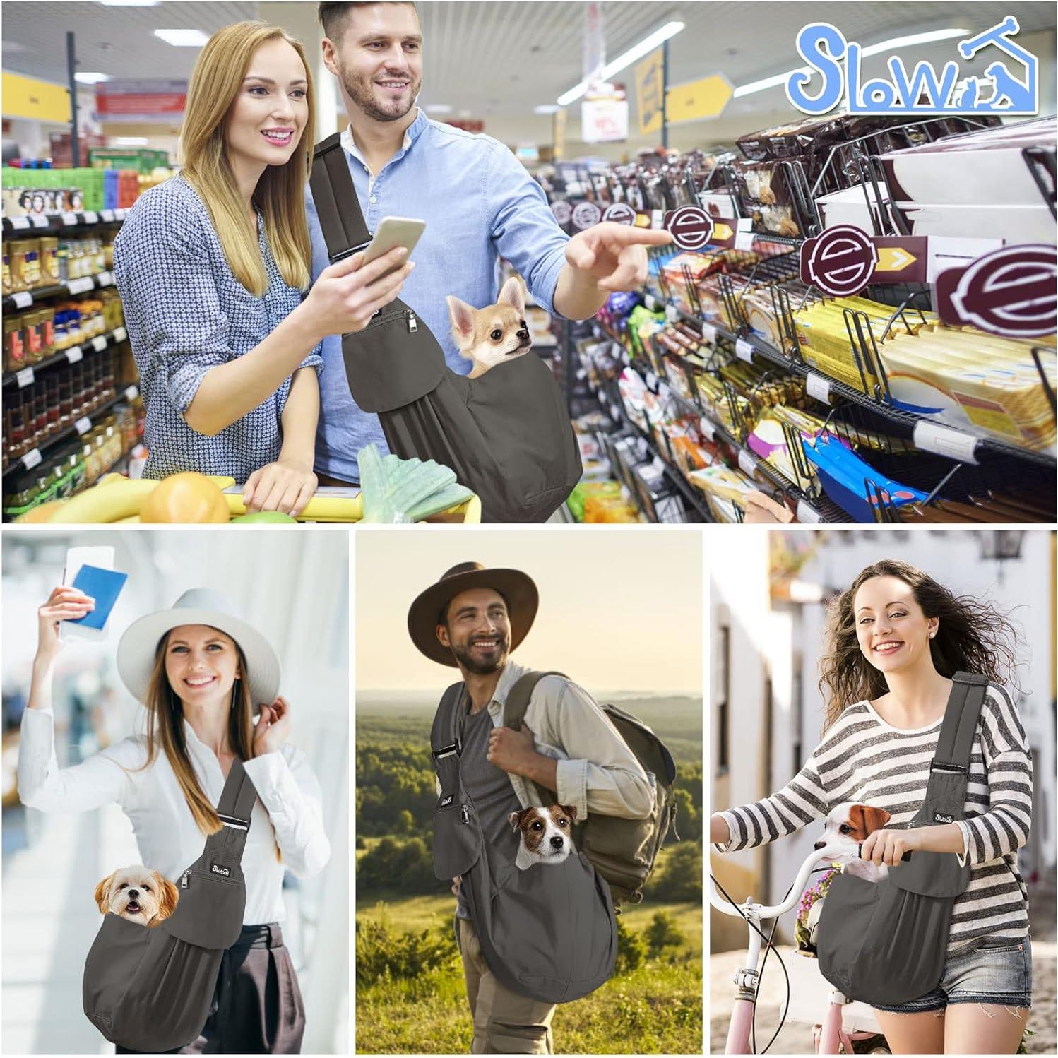 Transportín para Perros SlowTon - Correa Acolchada Ajustable Gris XS