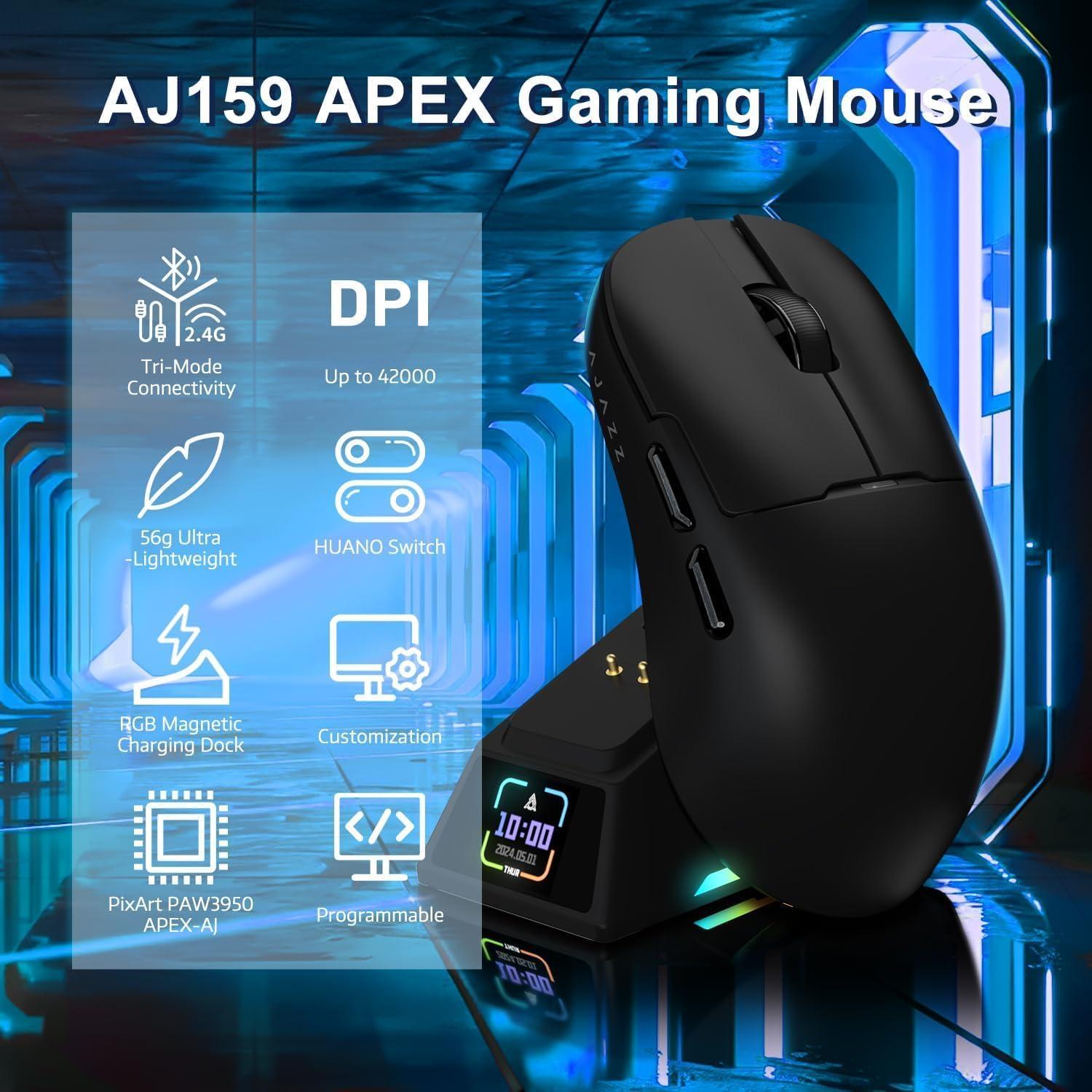 Ratón Inalámbrico A.JAZZ AJ159APEX 56g 42000DPI RGB para Gaming