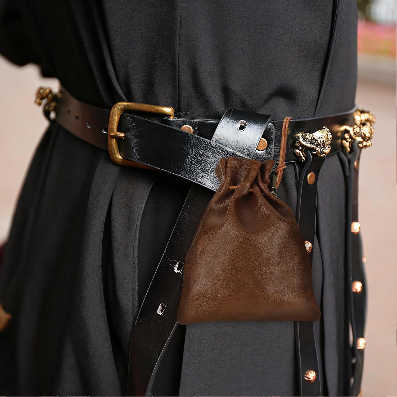 50 Monedas de Metal Doradas DND + Bolsa de Cuero RPG