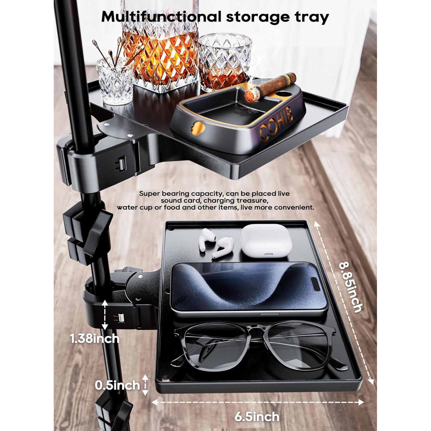 Soporte de Micrófono con Bandeja Ajustable T-01 Negro