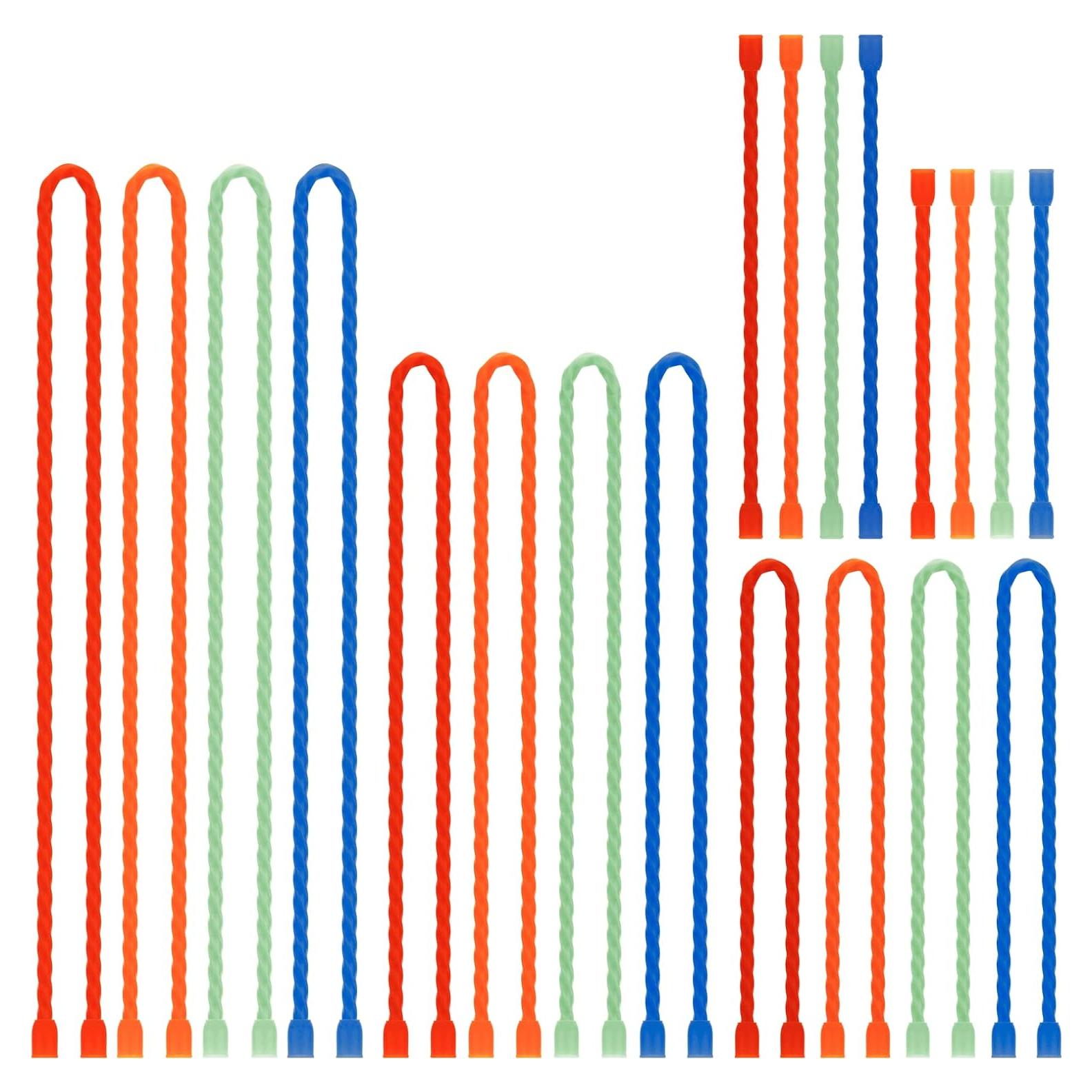 Gesipor 20 PCS Silicone Cable Ties - Reusable Rubber Twist Ties Bendable Steel-Core Cable Ties for Bundling and Holding, All Purpose Cord Tie for Indoor and Outdoor (4"+6"+12"+18"+24")