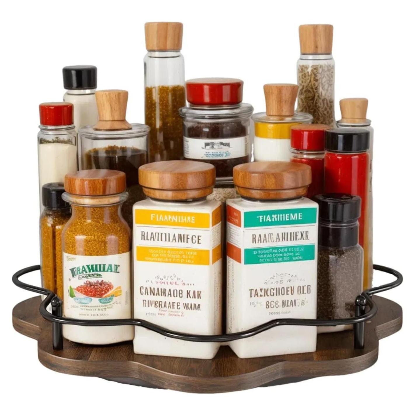 Organizador giratorio de madera DeYu 30 cm para especias y condimentos