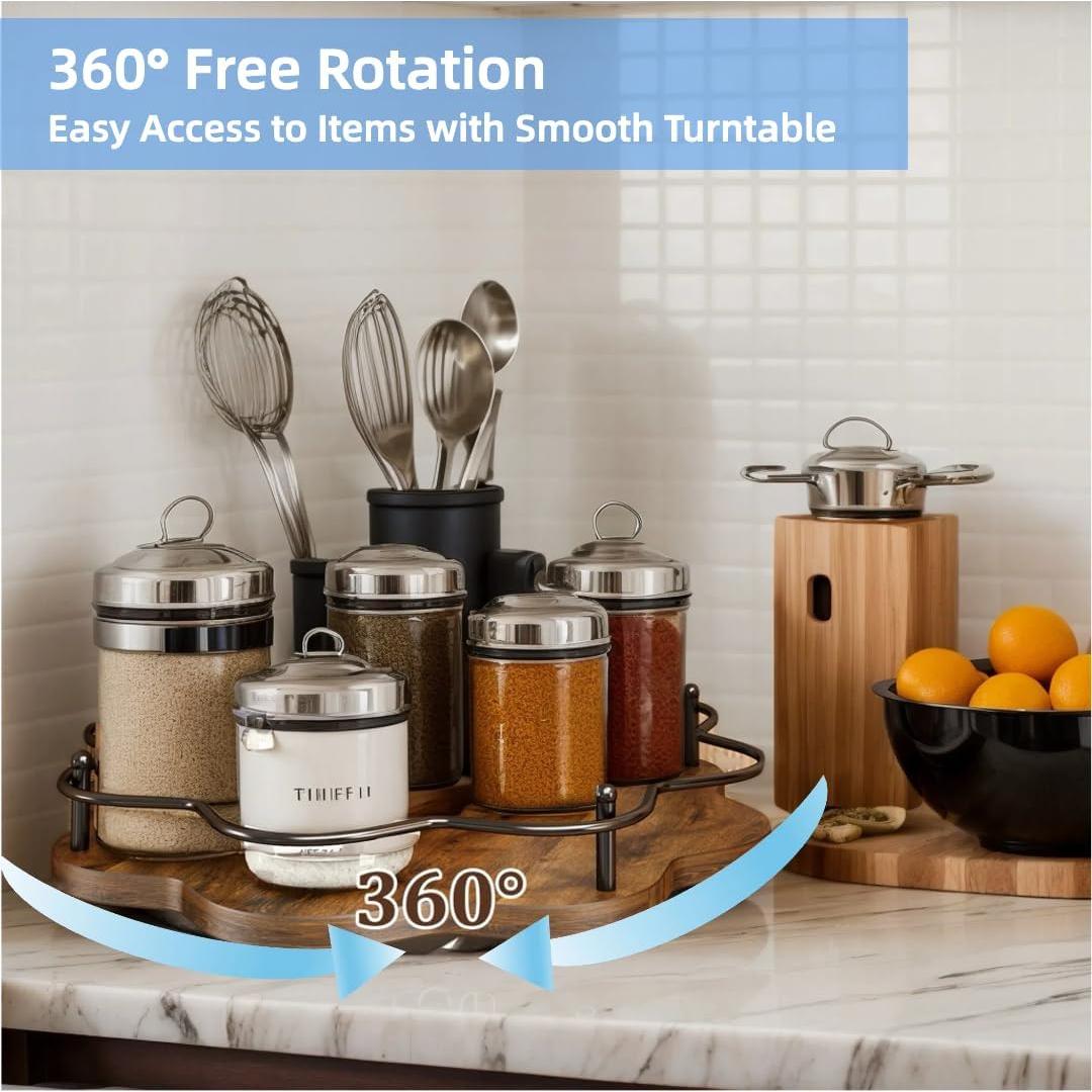 Organizador giratorio de madera DeYu 30 cm para especias y condimentos