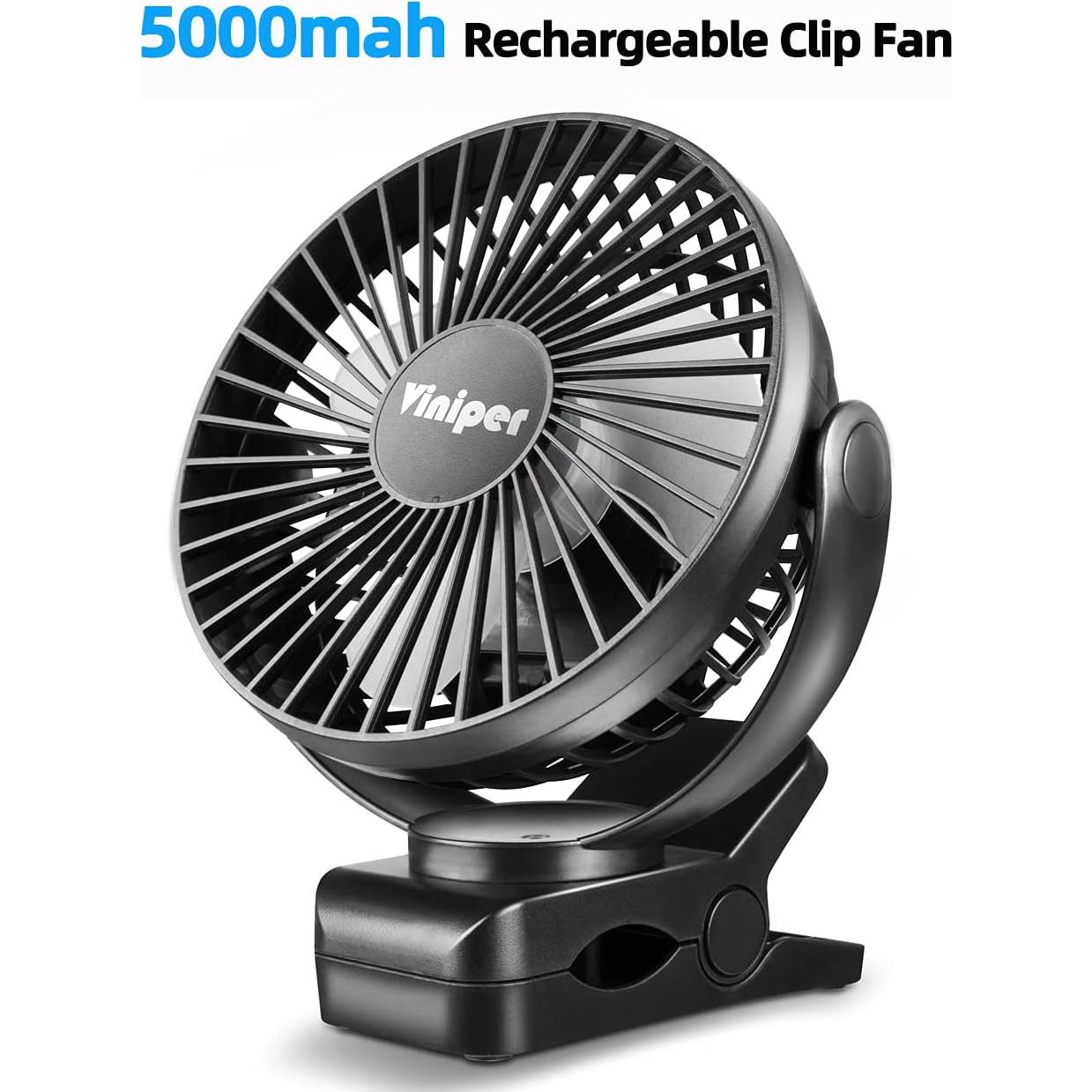 Ventilador de Clip Recargable Viniper 15 cm 5000mAh Negro