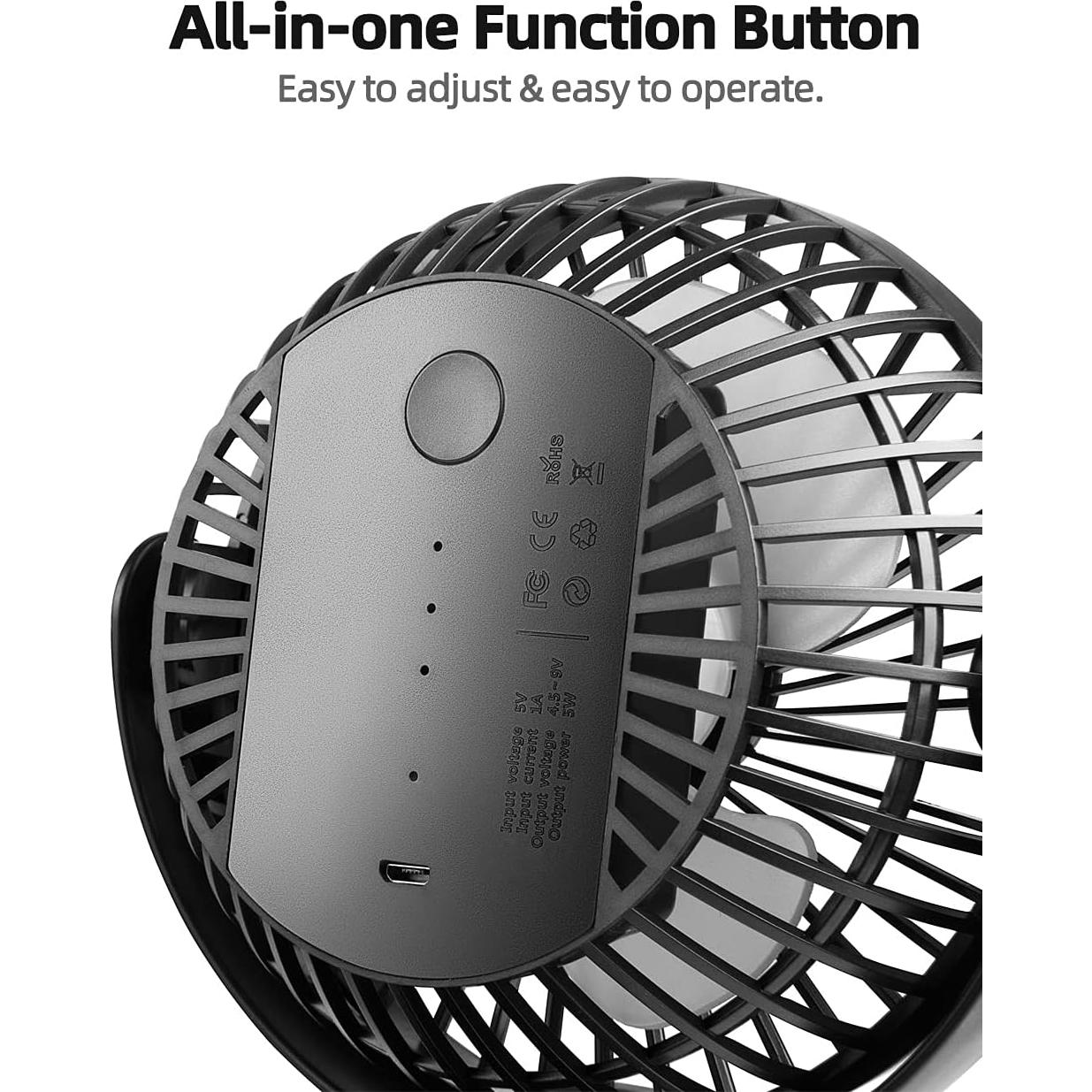 Ventilador de Clip Recargable Viniper 15 cm 5000mAh Negro