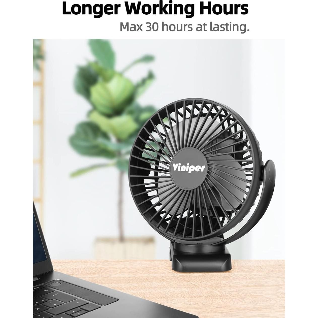 Ventilador de Clip Recargable Viniper 15 cm 5000mAh Negro