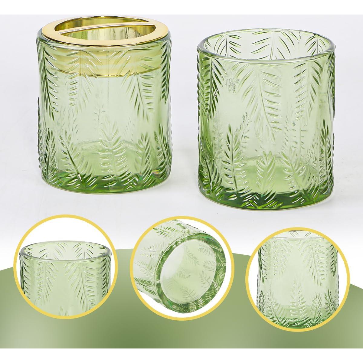 Soporte para Cepillos de Dientes de Vidrio Fvstar Verde - Juego de 2