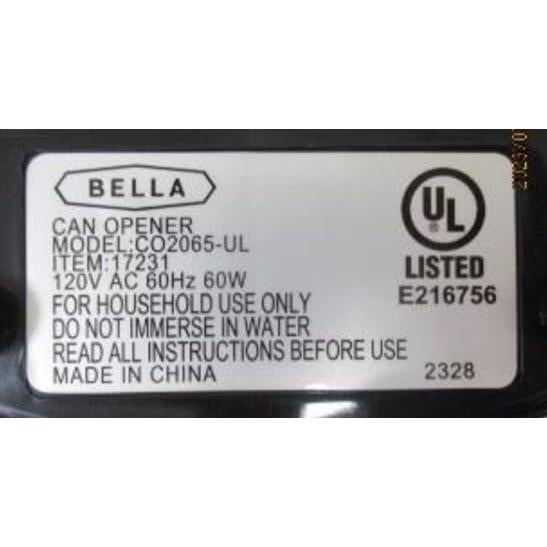 BELLA Electric Can Opener and Knife Sharpener, Multifunctional Jar and Bottle Opener with Removable Cutting Lever and Cord Storage, Stainless Steel Blade, Black