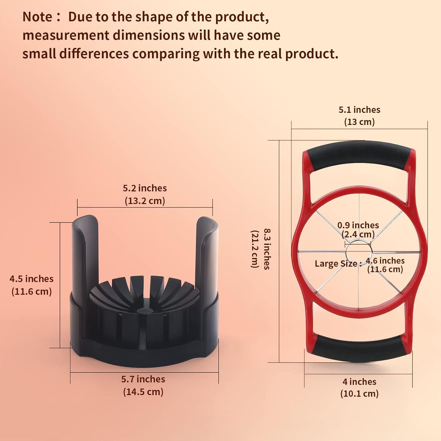 Cortador de Manzanas OOKUU Grande 8 Cuchillas Acero Inoxidable Rojo