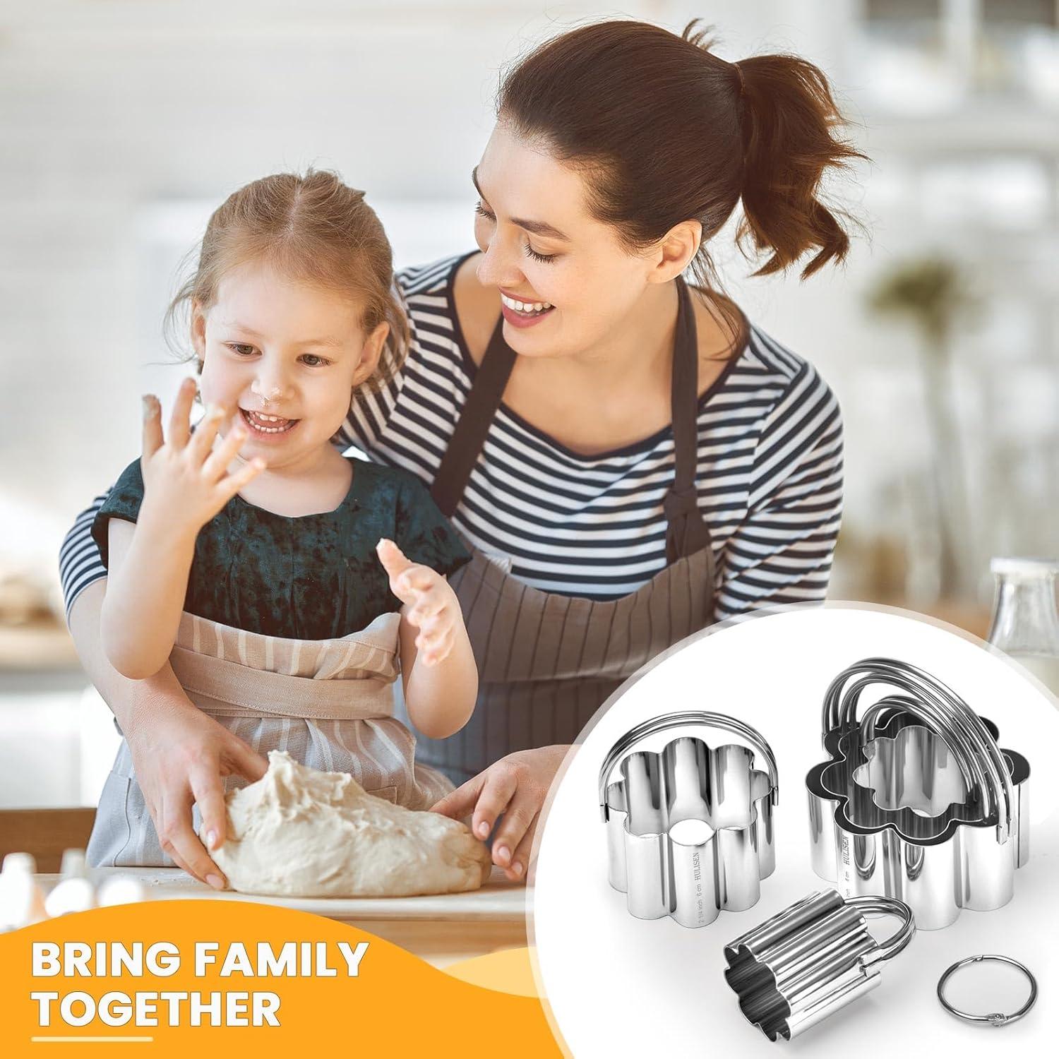 Juego de Cortadores de Galletas HULISEN Flor Acero Inoxidable 5 Pzas