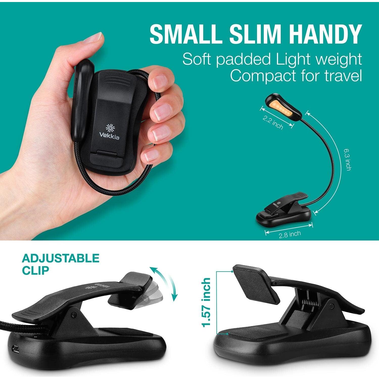 Luz de libro recargable Vekkia Amber 7 - LED 3 niveles 1600K